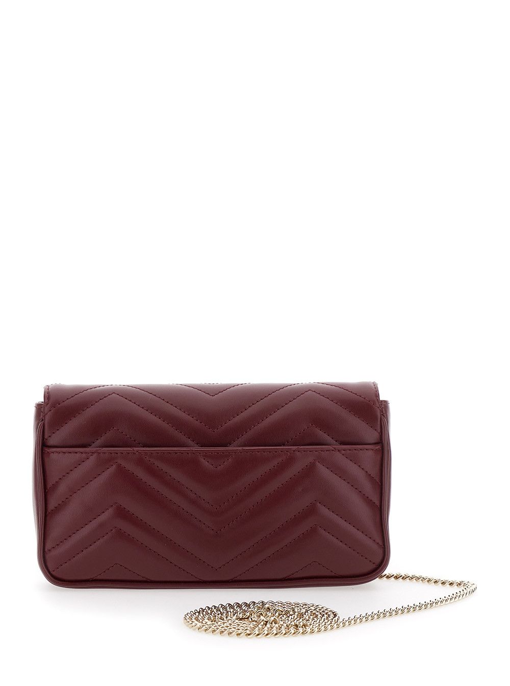 Gucci 'GG Marmont 2.0' Bordeaux Mini Crossbody Bag with Double G in Chevron Leather Woman Size ONE SIZE - 4 Thumbnail