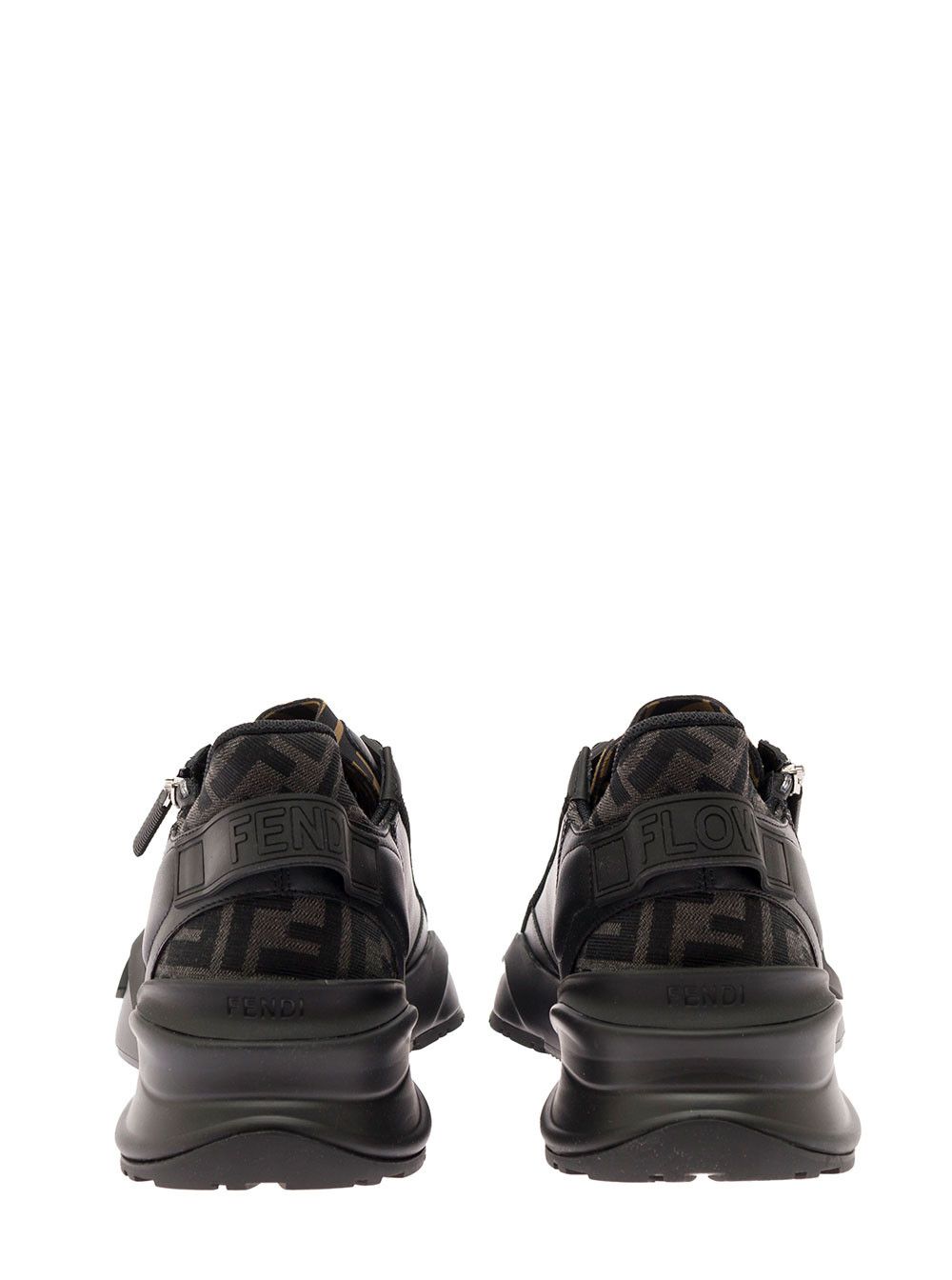 Fendi 'Fendi Flow' Black Sneaker with FF Logo and Zip Detail on the Side in Leather for Men Size US 7 / EU 40 - 4 Thumbnail