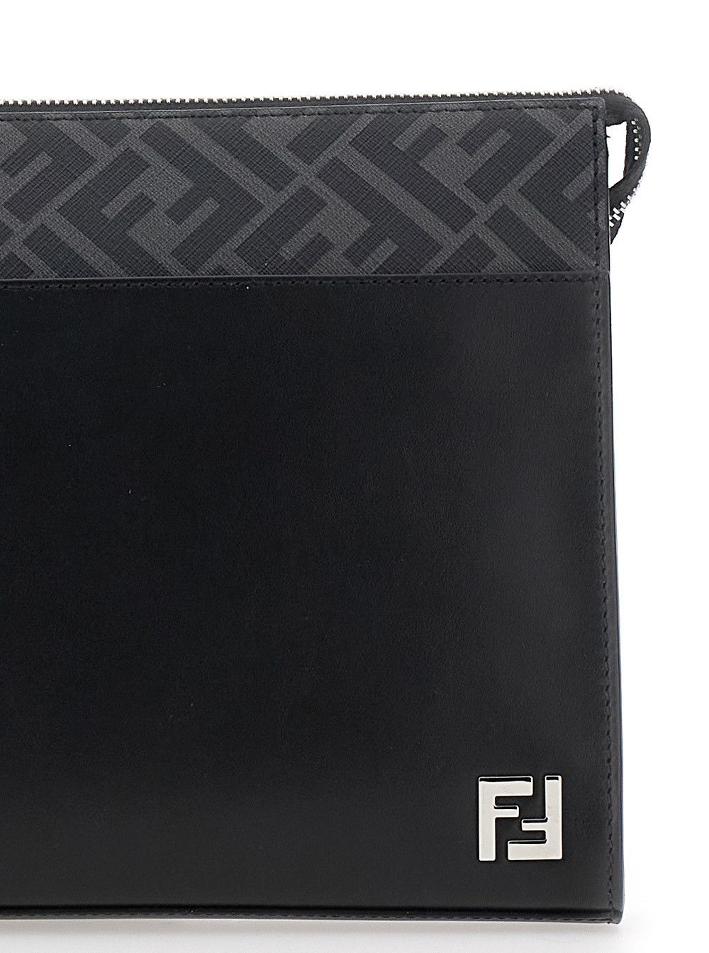 Fendi Black Cltuch with FF Motif and FF Logo Plaque in Leather Man Size ONE SIZE - 5 Thumbnail