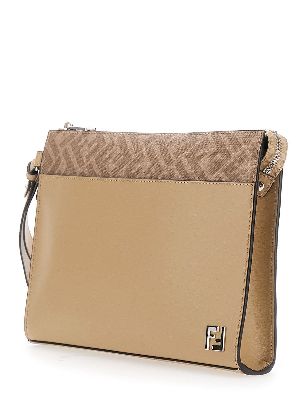 Fendi Beige Cltuch with FF Motif and FF Logo Plaque in Leather Man Size ONE SIZE - 2 Thumbnail