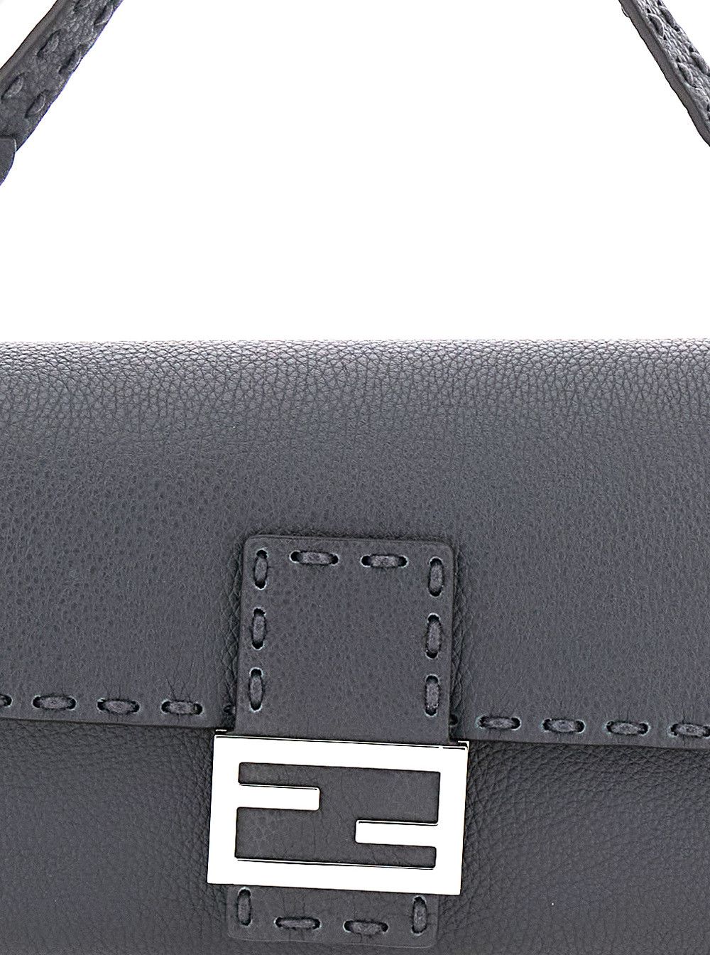 Fendi “Baguette” Grey Shoulder Bag with Contrast Stitching in Leather Man Size ONE SIZE - 5 Thumbnail