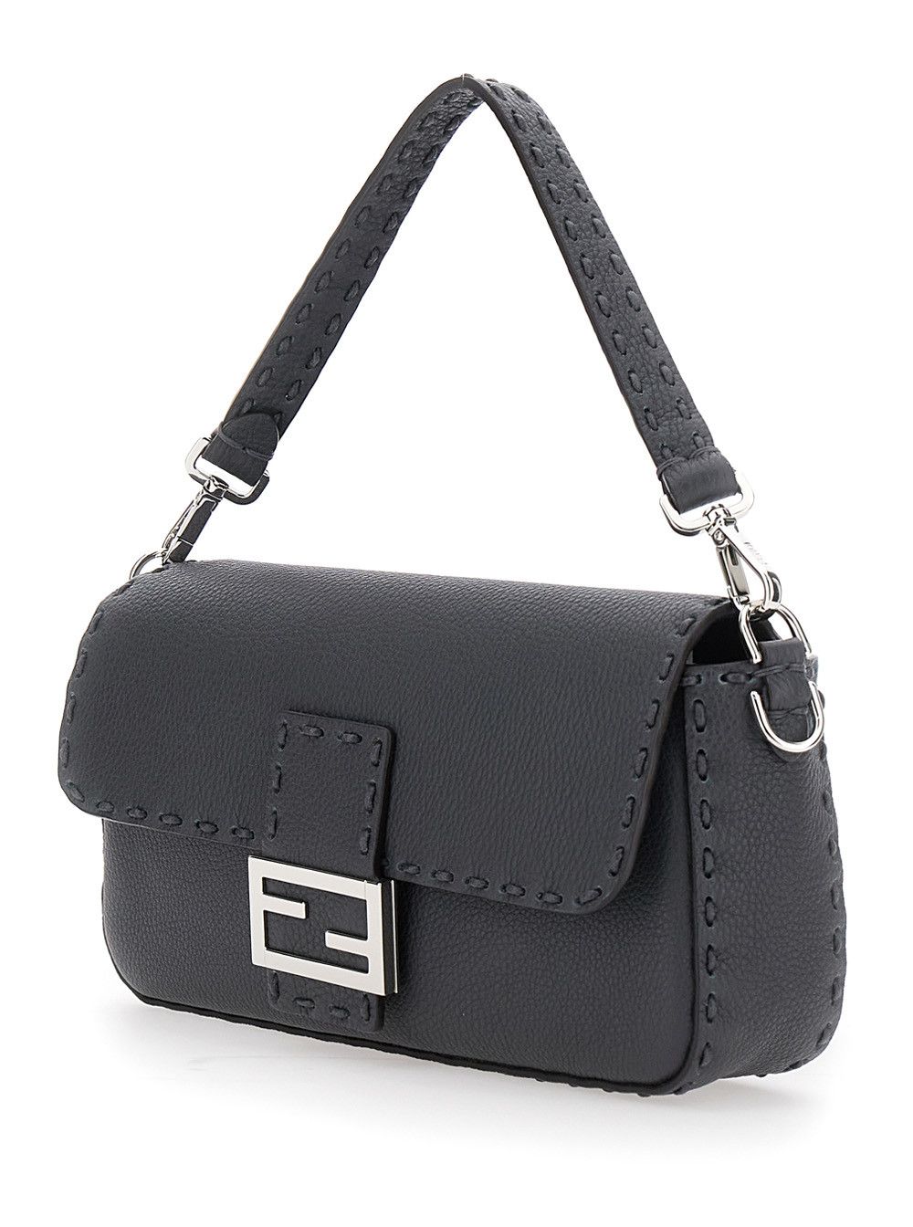 Fendi “Baguette” Grey Shoulder Bag with Contrast Stitching in Leather Man Size ONE SIZE - 2 Thumbnail