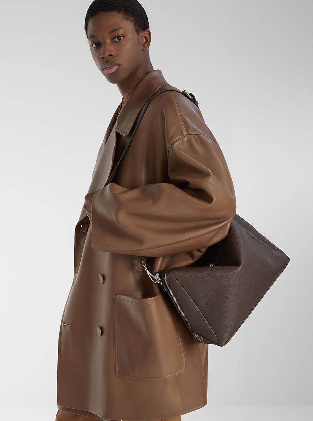 Fendi 'Lui Large' Brown Shoulder Bag with Removable Strap in Leather Man Size ONE SIZE - 6 Thumbnail