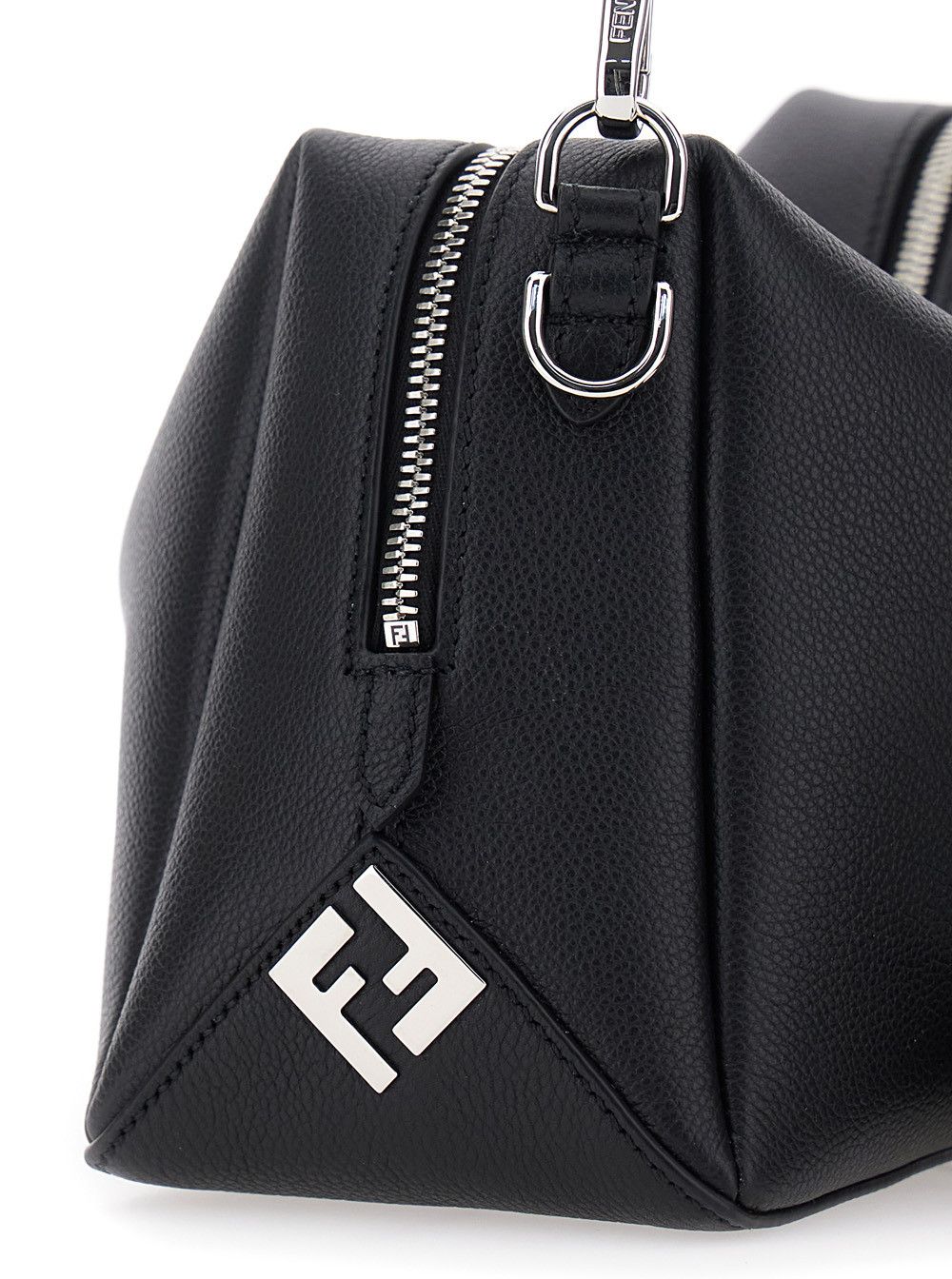 'Lui Medium' Black Shoulder Bag with Removable Strap in Leather Man