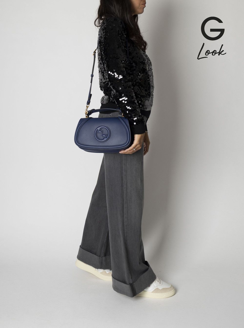 Gucci 'Blondie' Blue Handbag with GG Logo Plaque on the Front in Leather Woman Size ONE SIZE - 6 Thumbnail