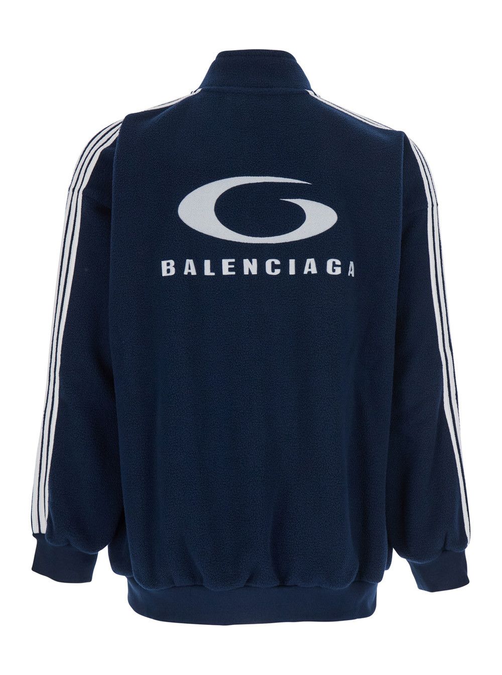 Balenciaga Blue Sweatshirt with Logo Detail on Front and Rear and Striped Detail on the Sleeve in Tech Fabric Man Size US XS / EU 42 / 0 - 2 Thumbnail