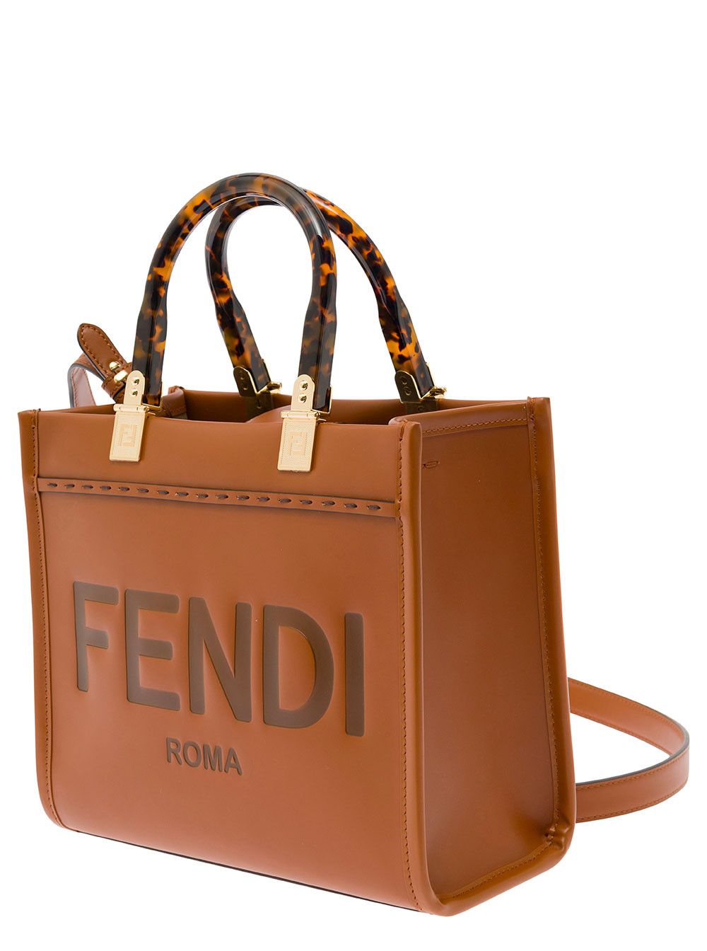 Fendi Tote bag 'Sunshine Piccola' with Embossed Logo and Brown Leather Tortoiseshell Effect Handle Size ONE SIZE - 2 Thumbnail