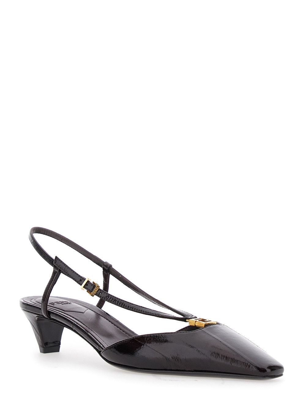 Fendi Brown Pumps with FF Logo on the Front in Hagfish Leather Woman Size US 6 / IT 36 - 2 Thumbnail