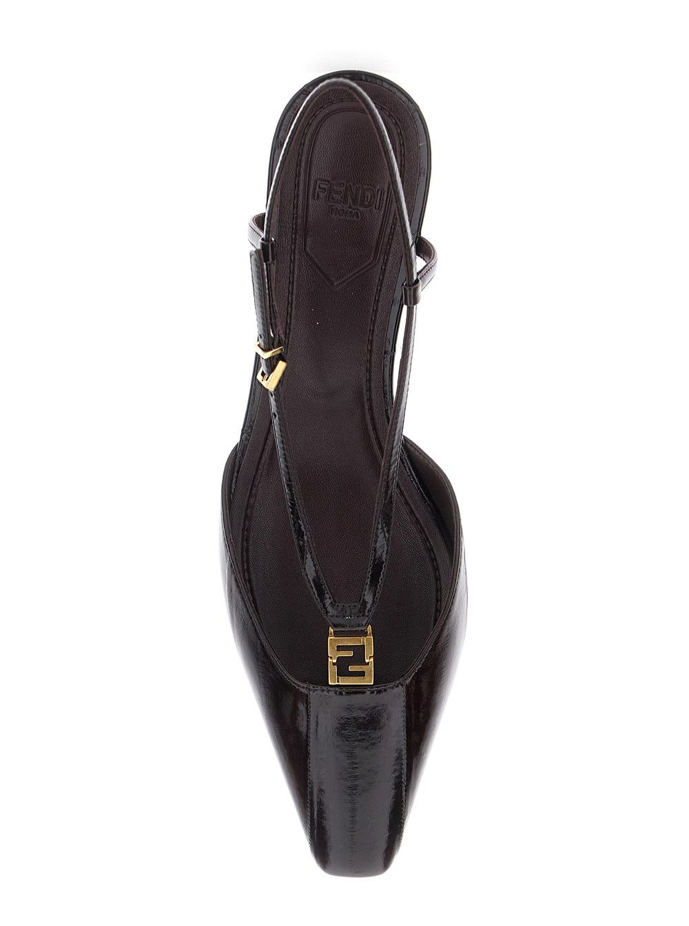 Fendi Brown Pumps with FF Logo on the Front in Hagfish Leather Woman Size US 6 / IT 36 - 4 Thumbnail