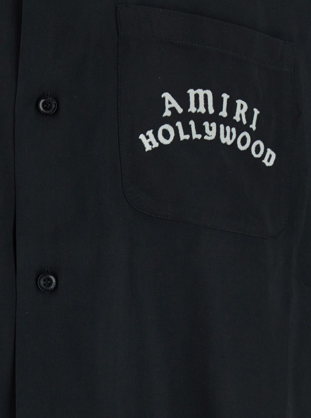 Amiri Black Shirt with Cuban Collar and Logo Lettering on Front in Modal Man Size US L / EU 52-54 / 3 - 3 Thumbnail