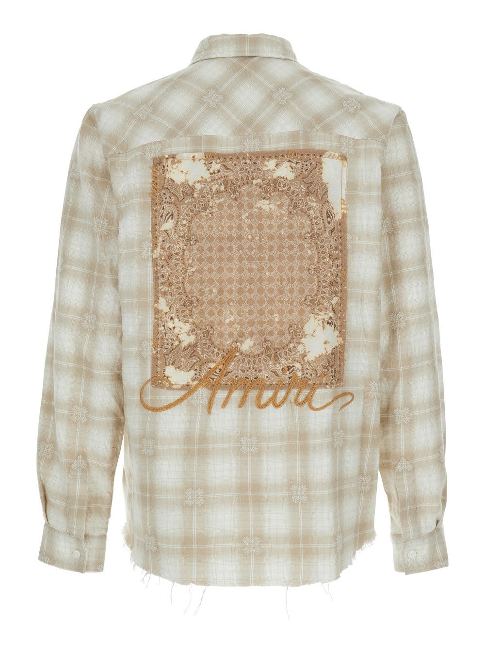Amiri Beige Shirt with Check Pattern and Lettering Logo on Front and Backin Flannel Man Size US XL / EU 56 / 4 - 2 Thumbnail