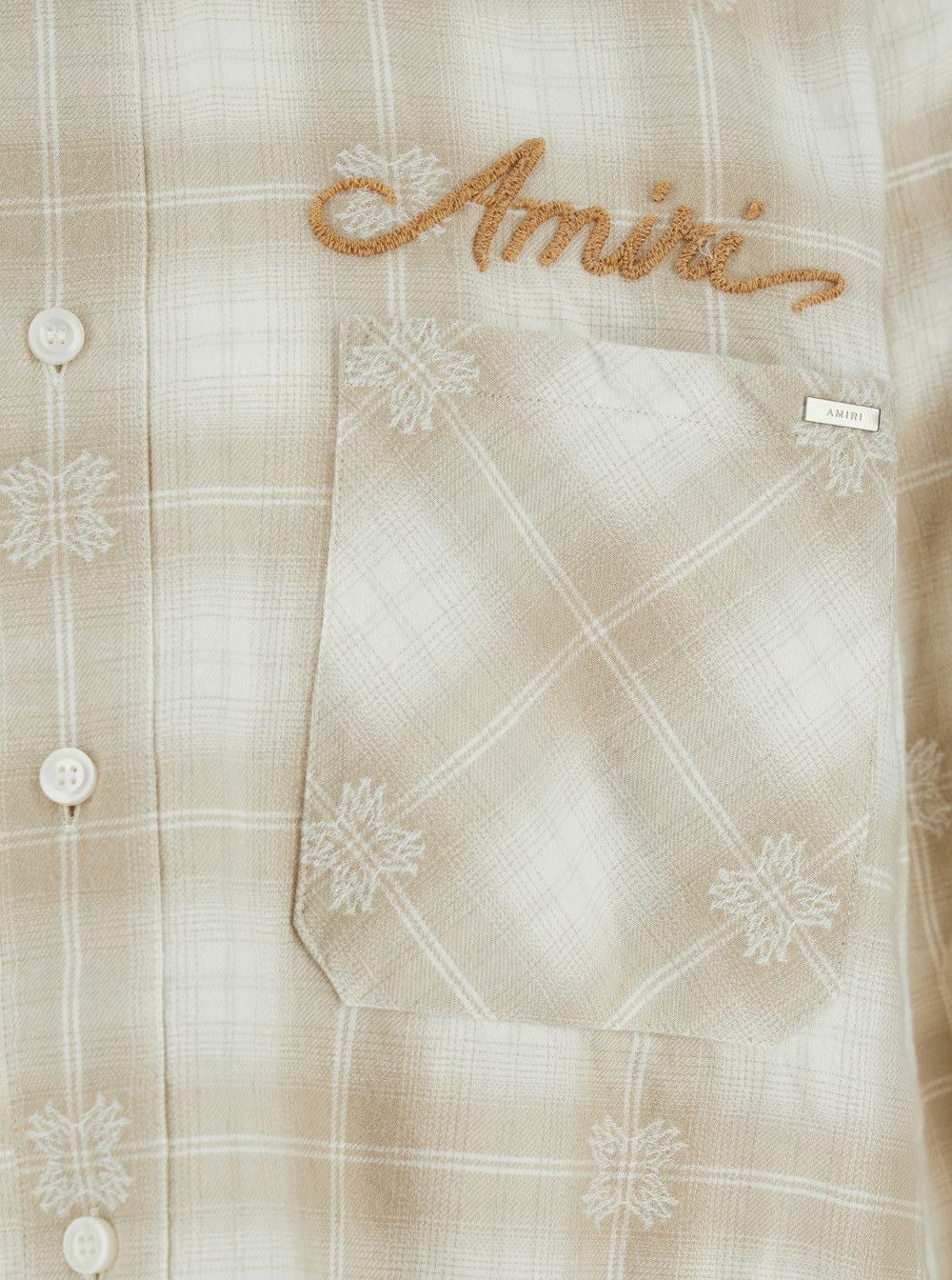 Amiri Beige Shirt with Check Pattern and Lettering Logo on Front and Backin Flannel Man Size US XL / EU 56 / 4 - 3 Thumbnail
