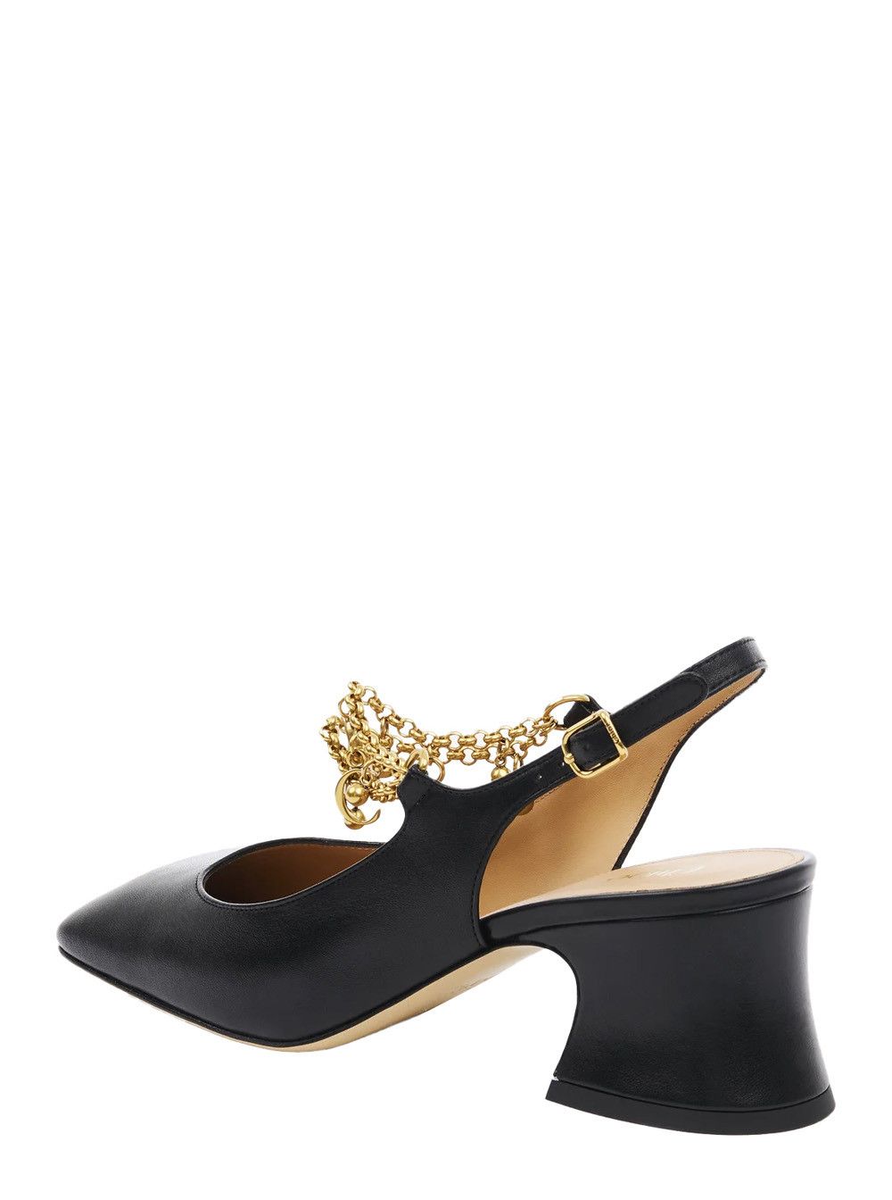 Chloe Black Pumps with Decorative Logo Charm and Wide Heel in Leather Woman Size US 7 / IT 37 - 3 Thumbnail