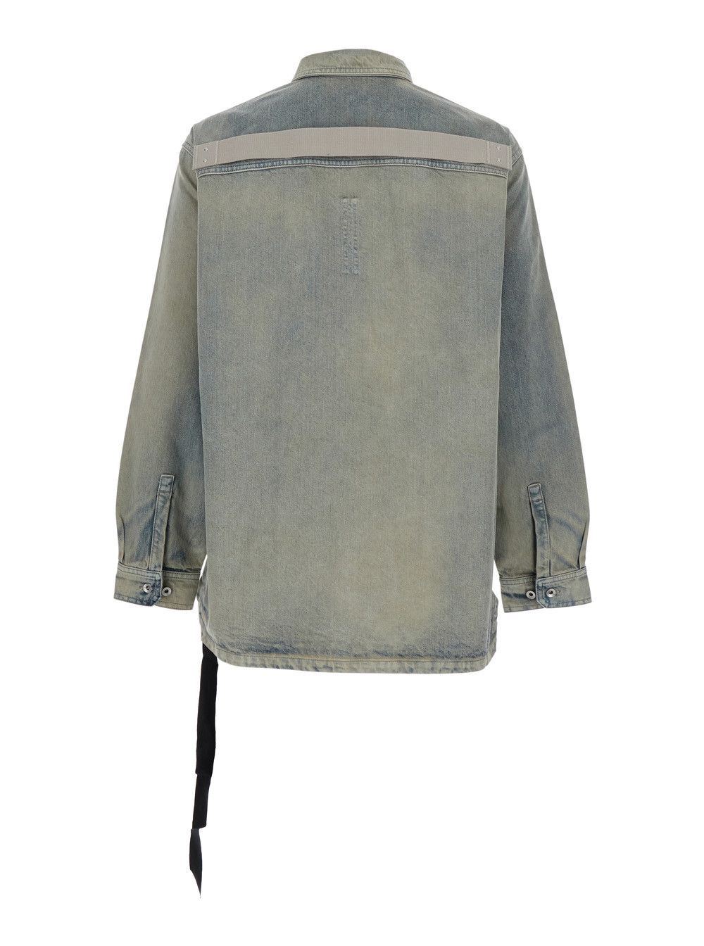 Rick Owens Drkshdw Light Blue Jacket with Classic Collar and Drawstring Detail on the Waist in Denim Man Size US S / EU 44-46 / 1 - 2 Thumbnail
