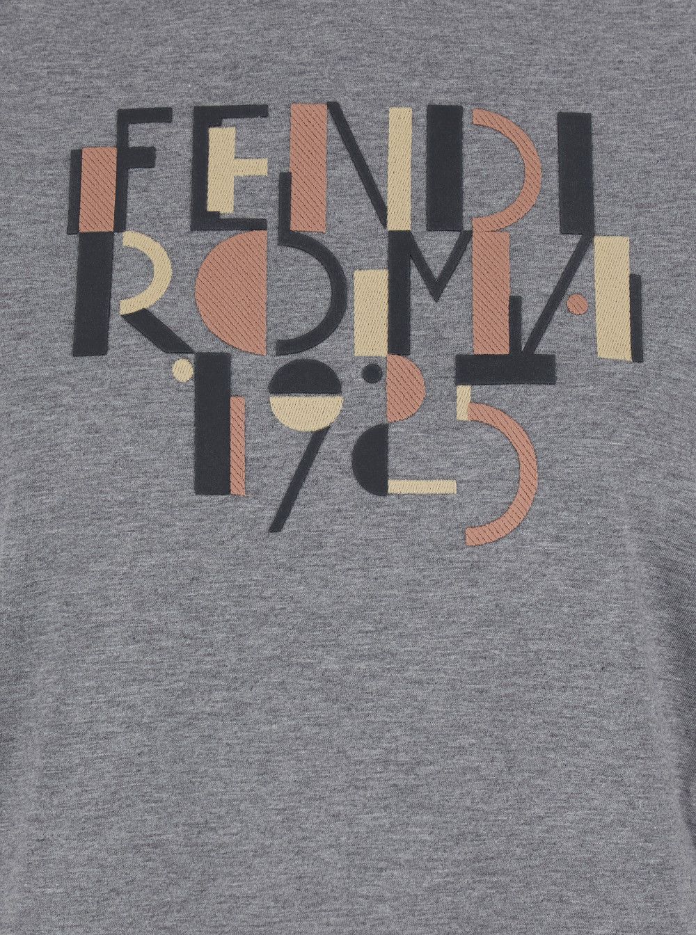 Fendi Grey Crewneck T-Shirt with Logo Detail on the Front in Cotton Woman Size L / US 10 / IT 46 - 3 Thumbnail