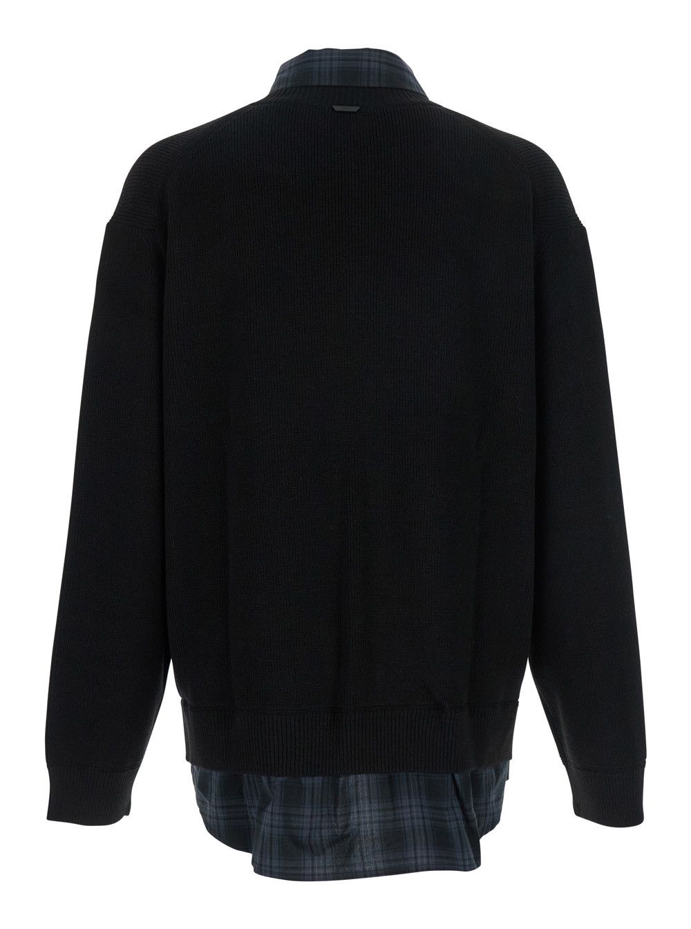 Juun.J Black Sweater with Layered Design and Classic Collar in Cotton and Wool Blend Man Size US S / EU 44-46 / 1 - 2 Thumbnail