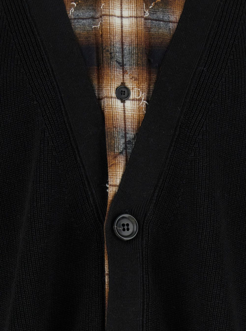 Juun.J Black Sweater with Layered Design and Classic Collar in Cotton and Wool Blend Man Size US S / EU 44-46 / 1 - 3 Thumbnail