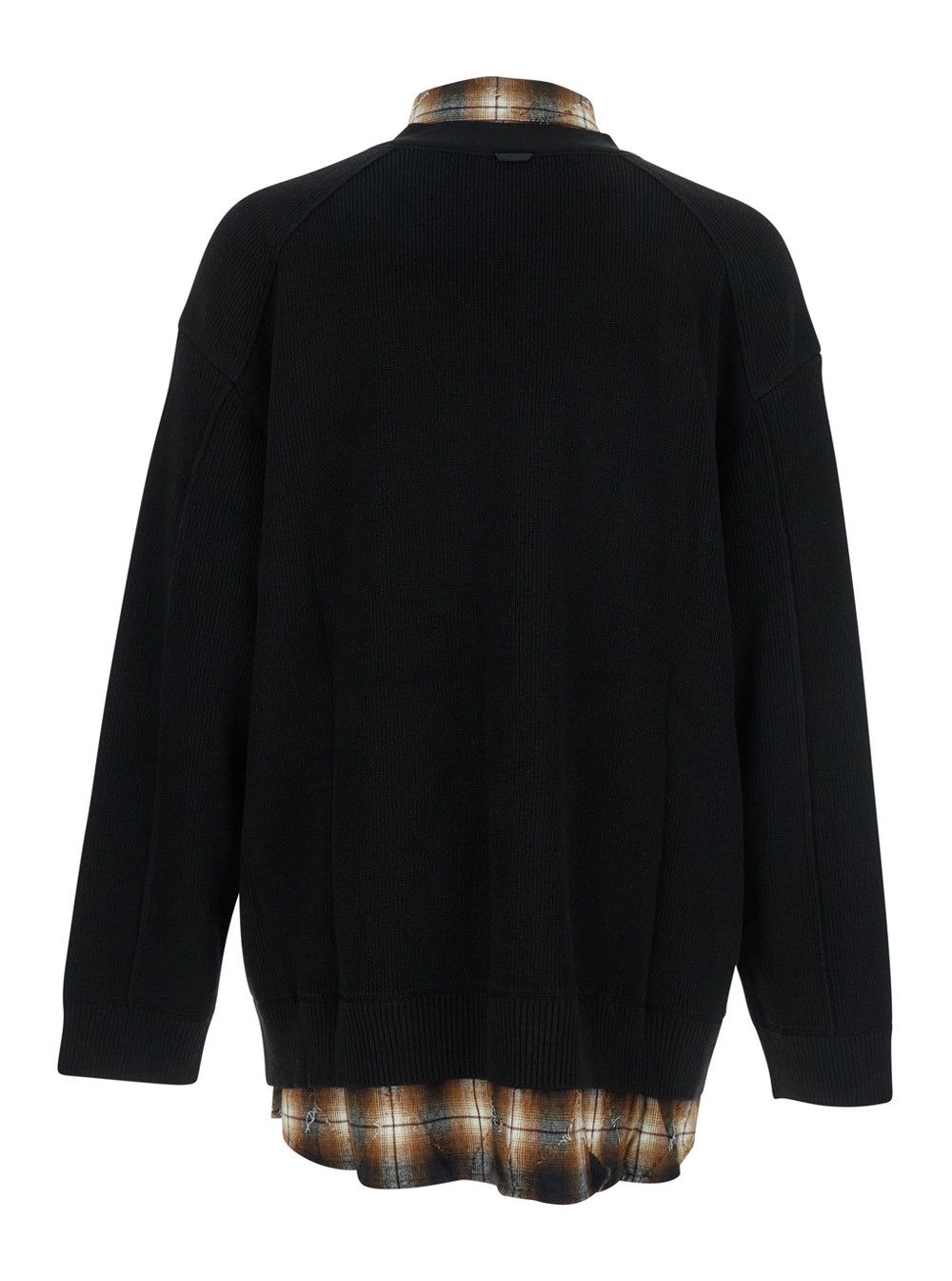 Juun.J Black Sweater with Layered Design and Classic Collar in Cotton and Wool Blend Man Size US S / EU 44-46 / 1 - 2 Thumbnail