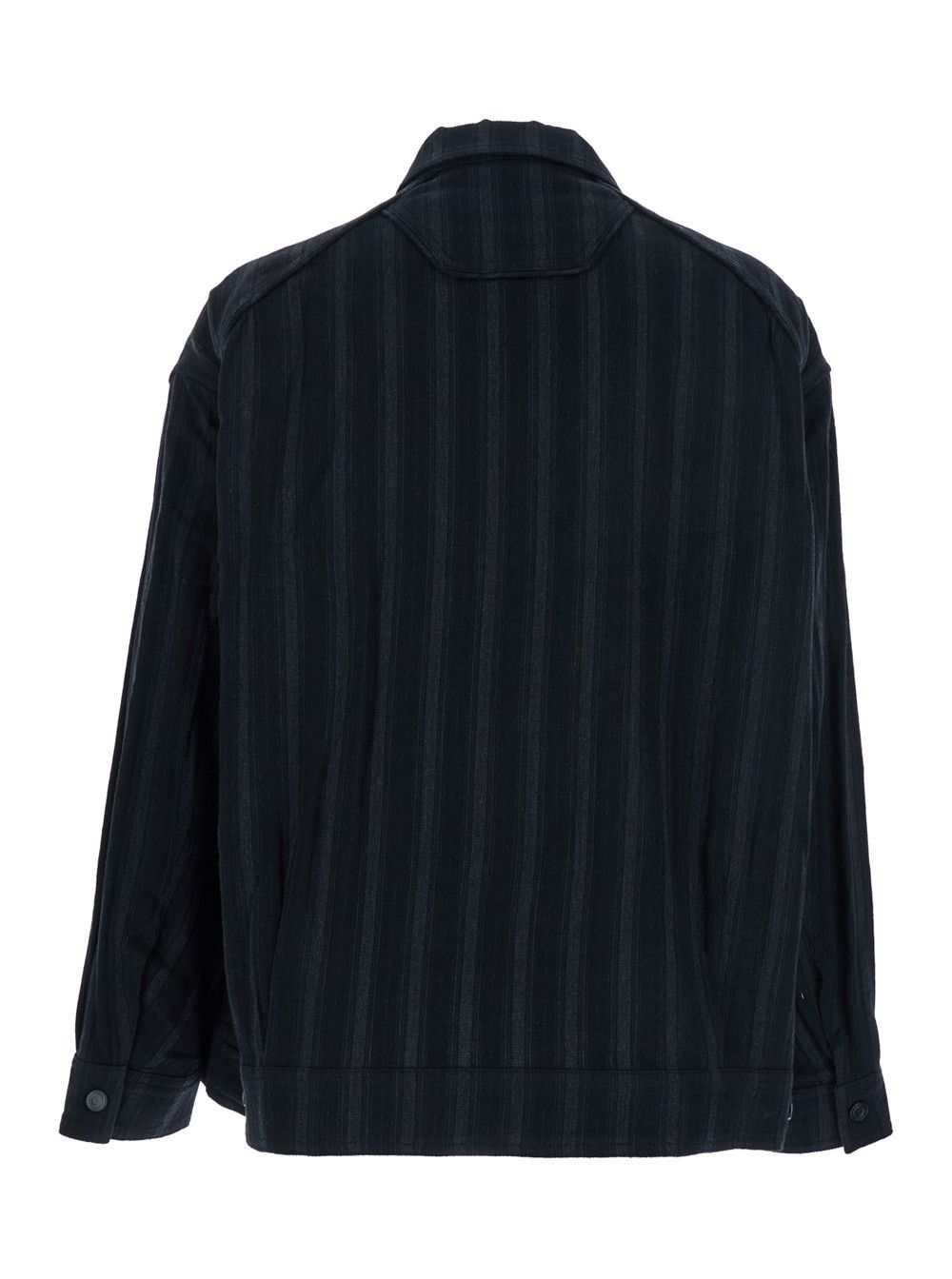 Juun.J Black Jacket with Classic Collar and All-Over Stirped Motif in Wool and Cotton Blend Man Size US M / EU 48-50 / 2 - 2 Thumbnail