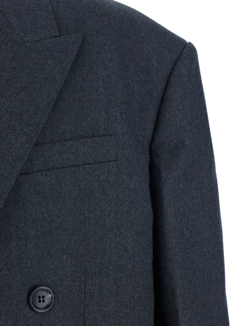 Juun.J Grey Double-breasted Jacket with Peaked Revers and Patch Pockets on Front in Wool Man Size US M / EU 48-50 / 2 - 3 Thumbnail