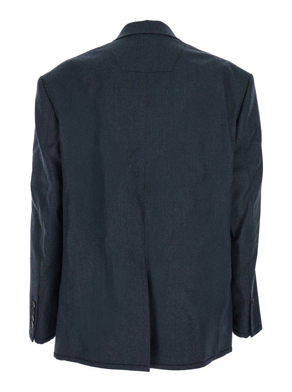 Juun.J Grey Double-breasted Jacket with Peaked Revers and Patch Pockets on Front in Wool Man Size US M / EU 48-50 / 2 - 2 Thumbnail
