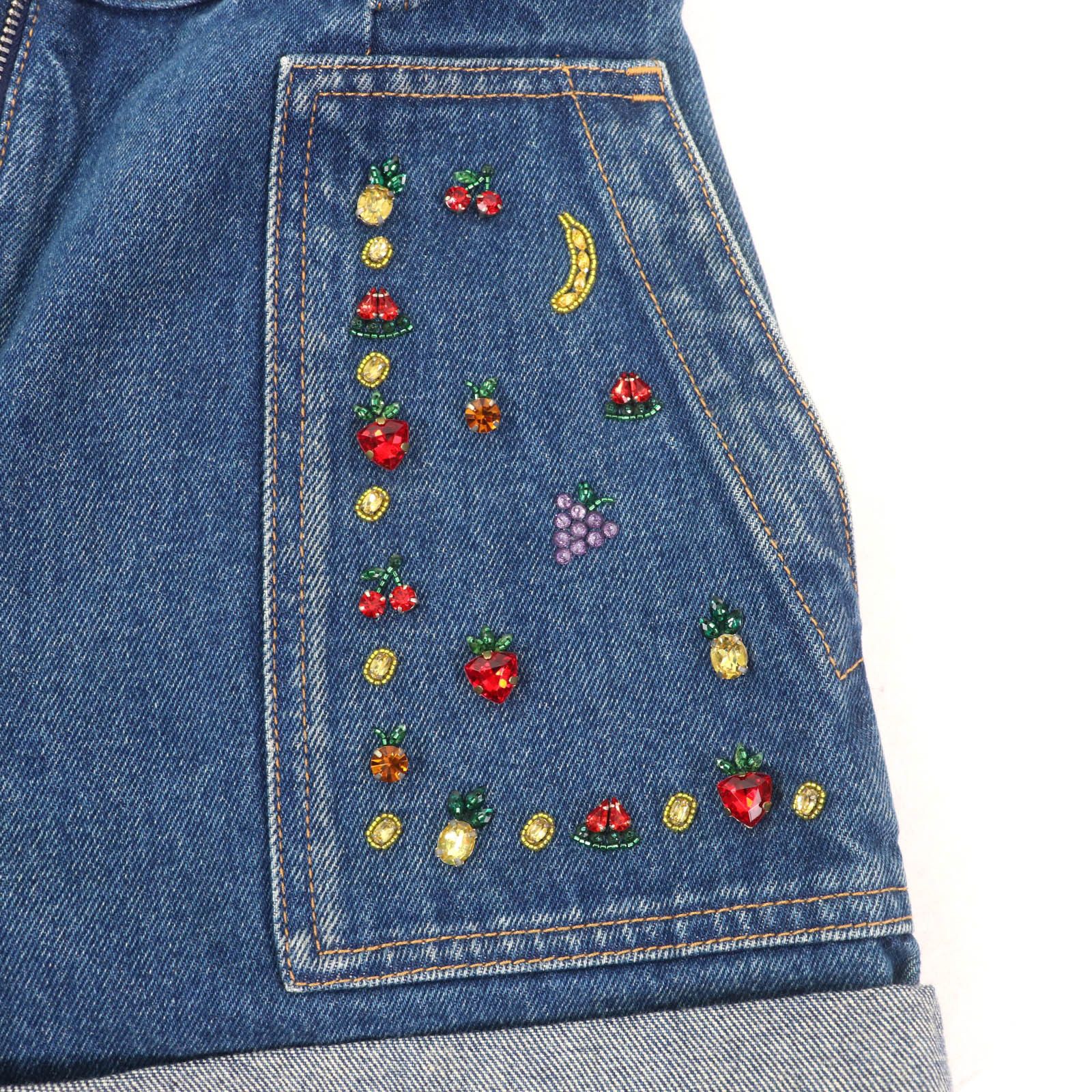 Valentino Valentino Valentino Fruit Bejeweled Denim Cotton Shorts Denim Shorts XB3DD13R6UK Size ONE SIZE - 6 Thumbnail