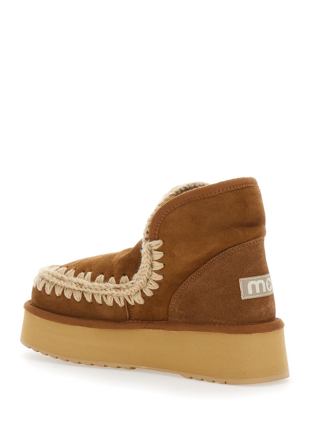 Mou 'Mini Eskimo' Beige Ankle Boots with Logo Patch on the Rear in Leather and Suede Woman Size US 8 / IT 38 - 3 Thumbnail