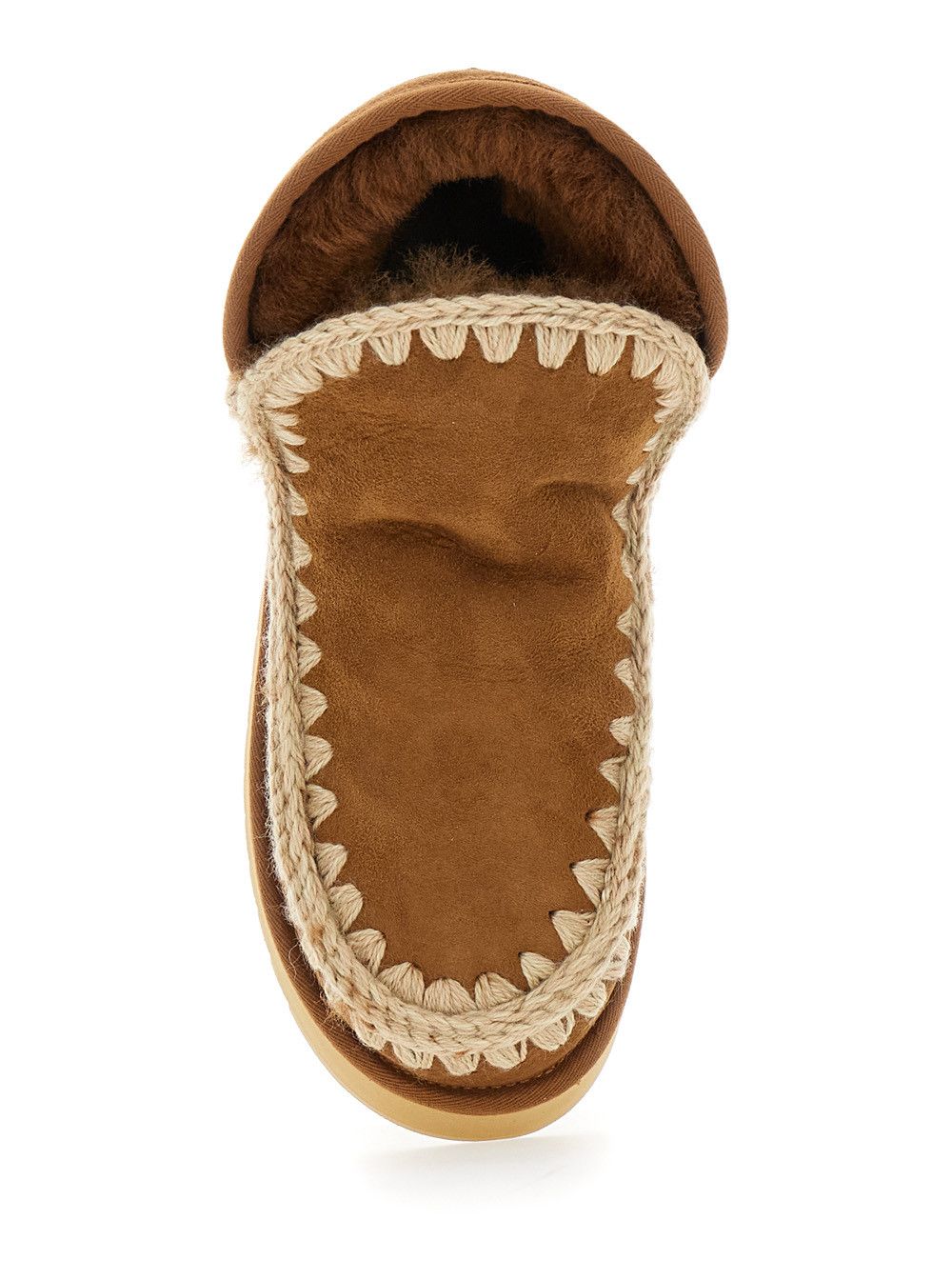 Mou 'Mini Eskimo' Beige Ankle Boots with Logo Patch on the Rear in Leather and Suede Woman Size US 11 / IT 41 - 4 Thumbnail