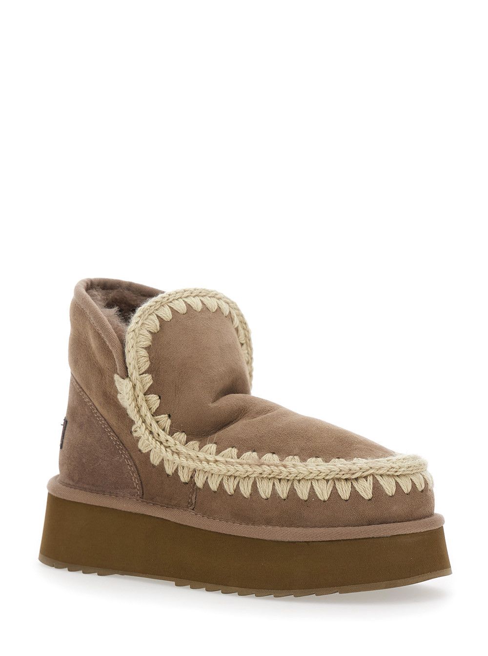Mou 'Mini Eskimo' Brown Ankle Boots with Logo Patch on the Rear in Leather and Suede Woman Size US 9 / IT 39 - 2 Thumbnail