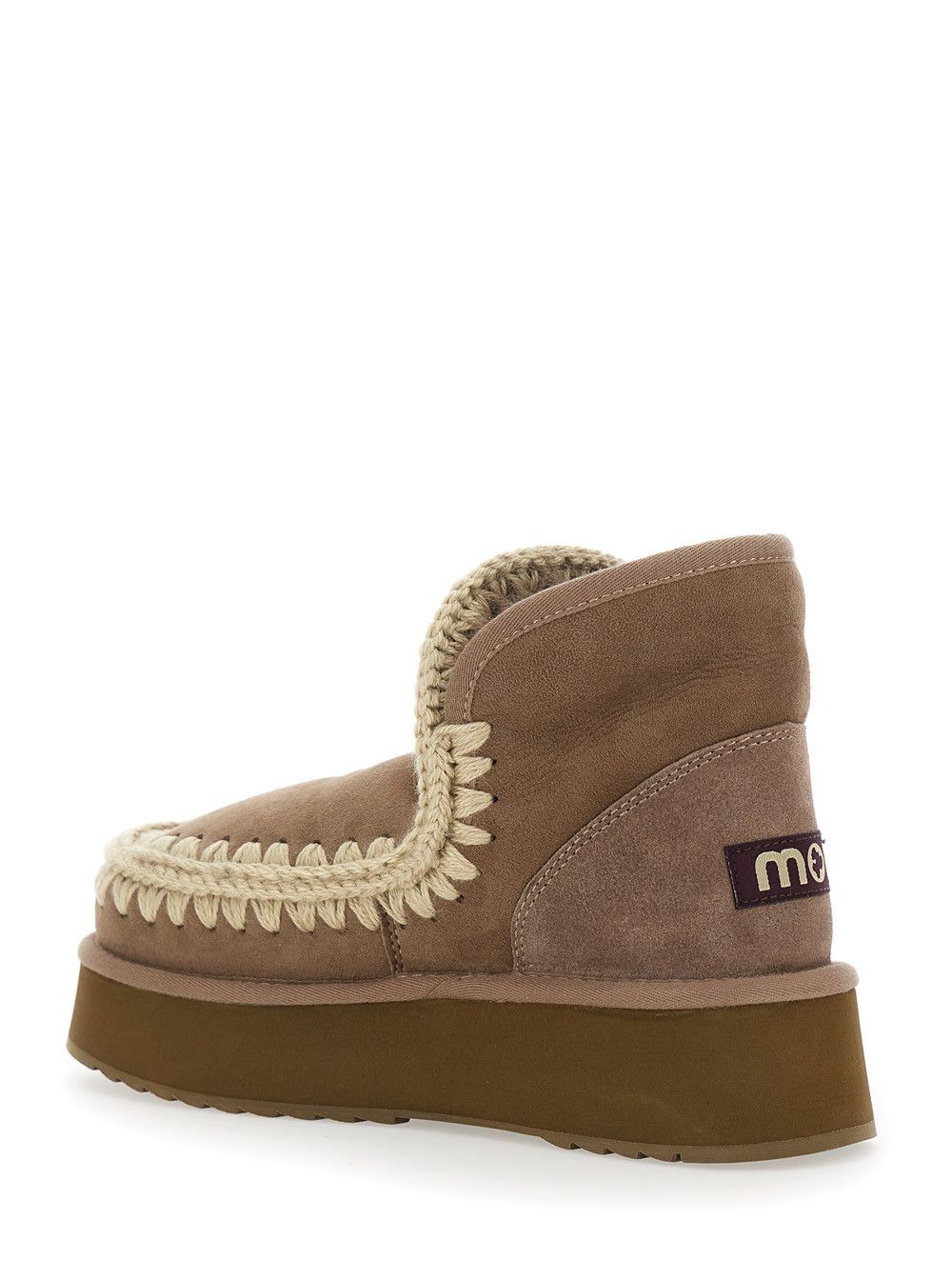 Mou 'Mini Eskimo' Brown Ankle Boots with Logo Patch on the Rear in Leather and Suede Woman Size US 9 / IT 39 - 3 Thumbnail