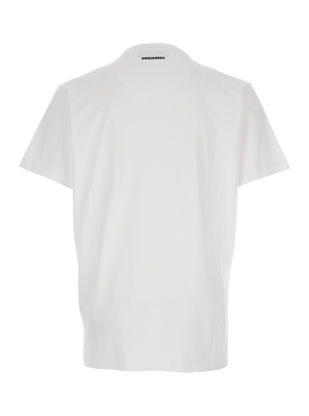 White T-Shirt with Logo on the Front in Cotton Man