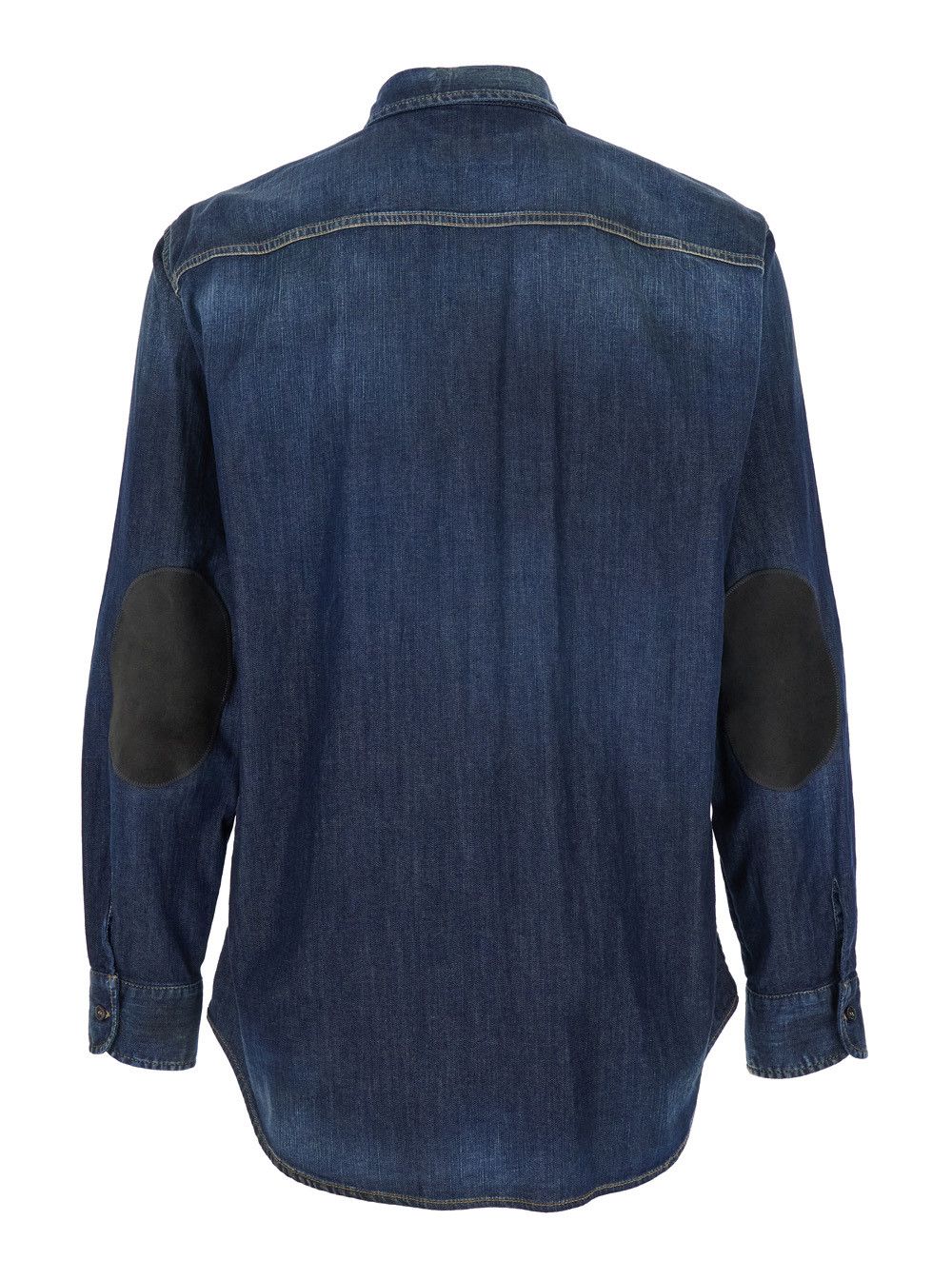 Dsquared2 Blue Shirt with Pointed Collar and Elbow Patches in Denim Man Size US L / EU 52-54 / 3 - 2 Thumbnail