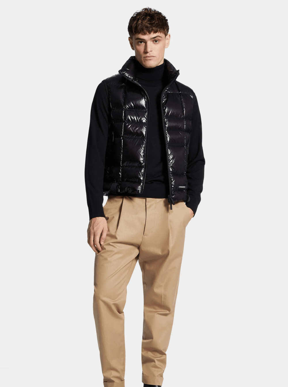 Dsquared2 Black Sleeveless Down Jacket with High Neck and Logo Patch on the Front in Tech Fabric Man Size US M / EU 48-50 / 2 - 4 Thumbnail