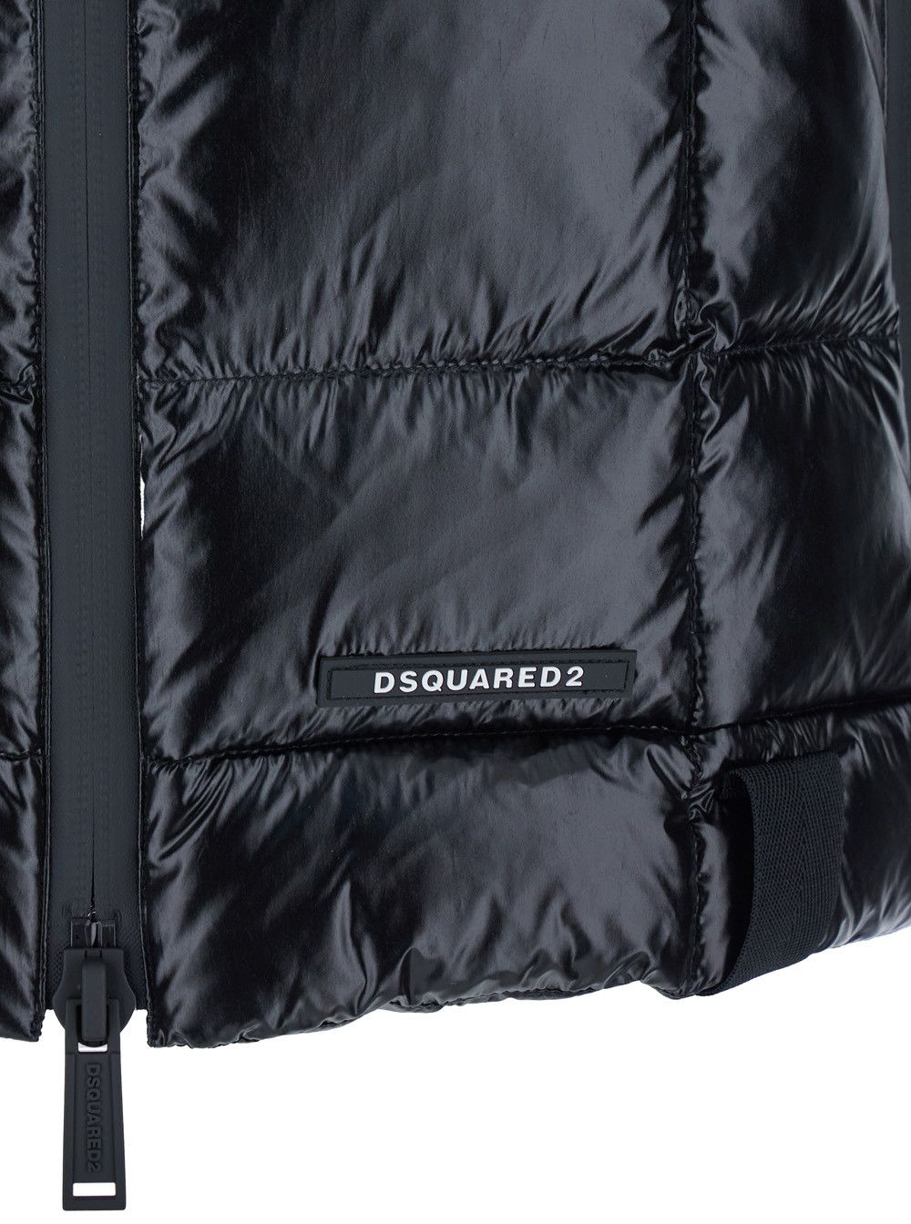 Dsquared2 Black Sleeveless Down Jacket with High Neck and Logo Patch on the Front in Tech Fabric Man Size US M / EU 48-50 / 2 - 3 Thumbnail