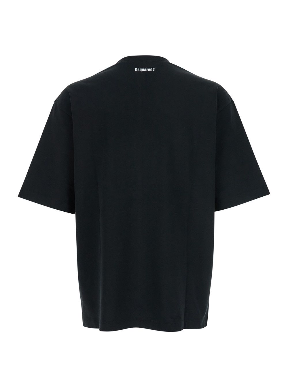 Black T-Shirt with Logo on the Front in Cotton Man