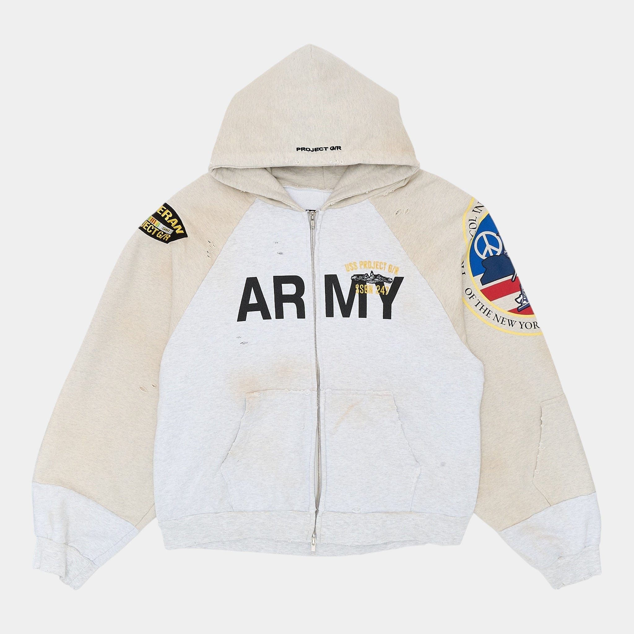 PROJECT G/R ARMYフーディ グレー PROJECT G/R ARMY ZIP HOODIE