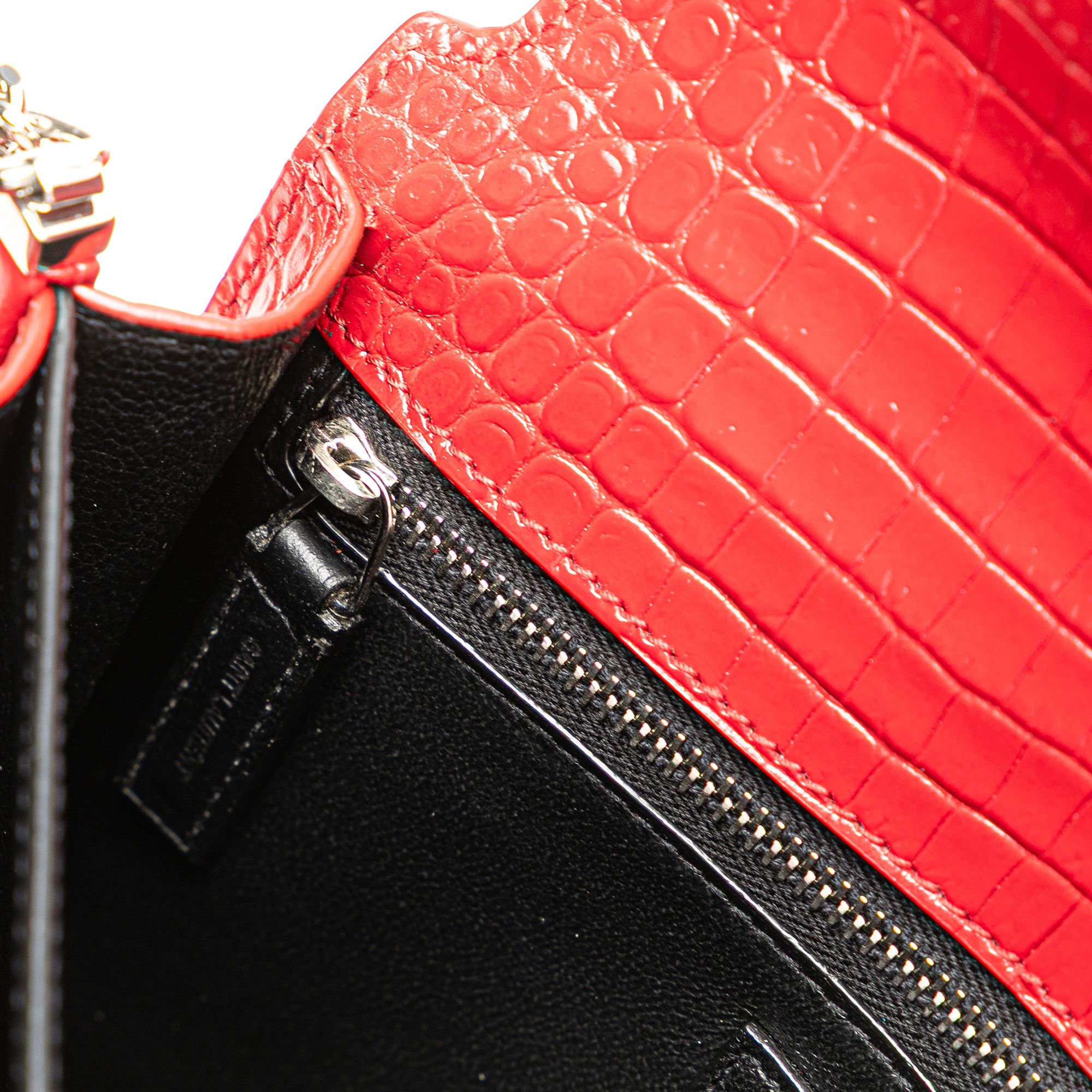 Yves Saint Laurent Yves Saint Laurent Croc Embossed Leather Monogram Cassandra Clasp Bag Size ONE SIZE - 7 Thumbnail