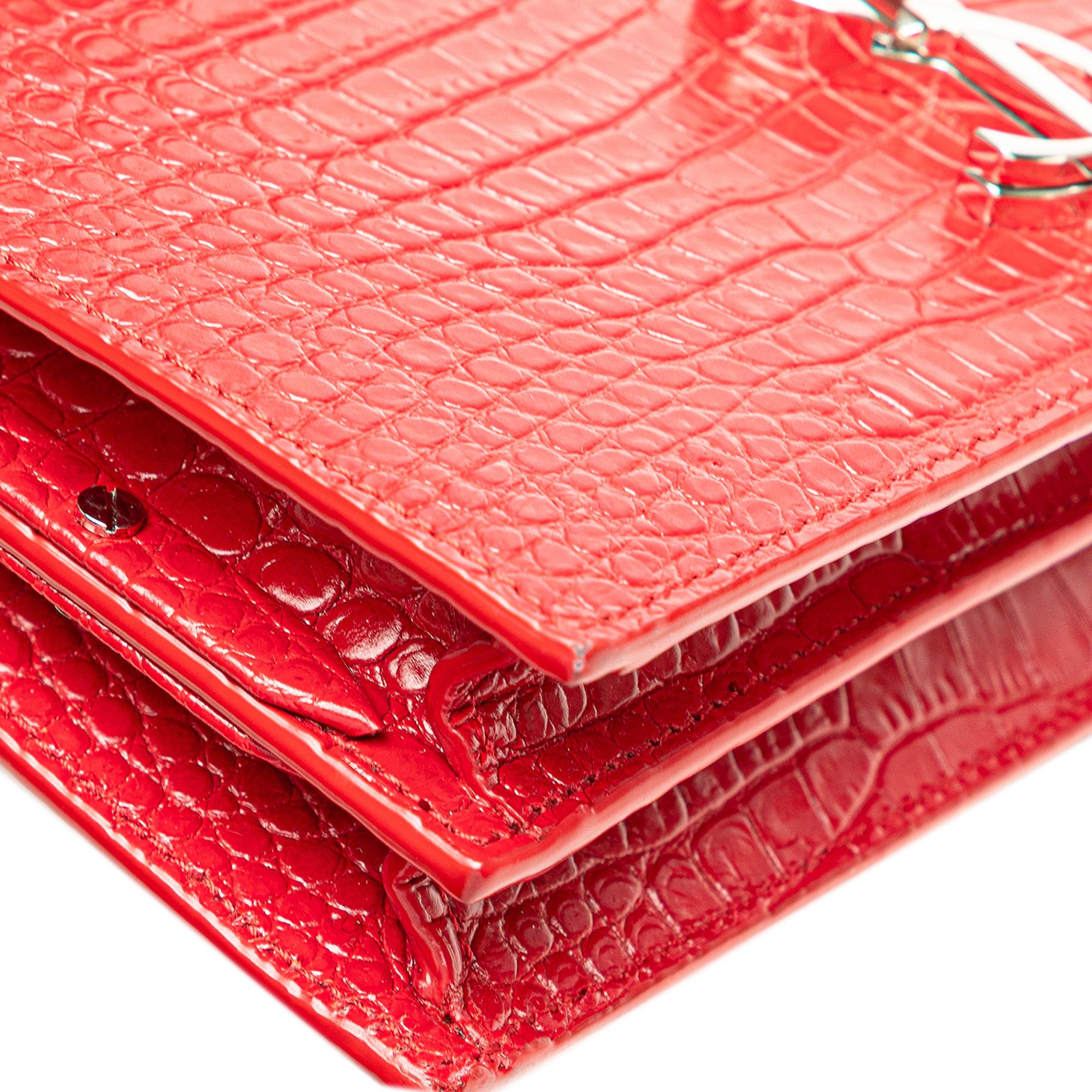 Yves Saint Laurent Yves Saint Laurent Croc Embossed Leather Monogram Cassandra Clasp Bag Size ONE SIZE - 8 Thumbnail