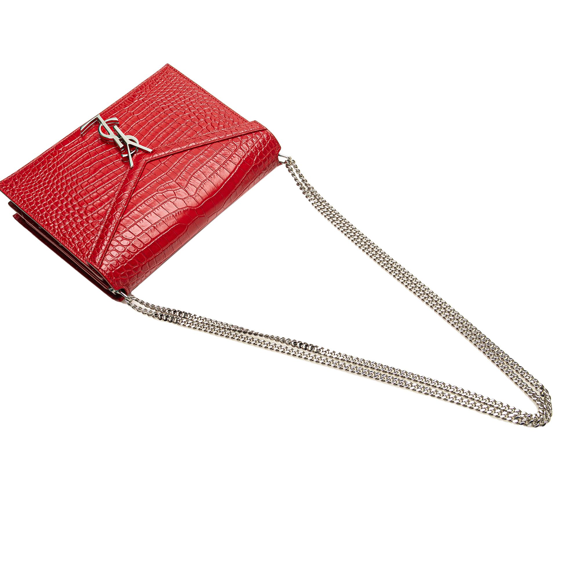 Yves Saint Laurent Yves Saint Laurent Croc Embossed Leather Monogram Cassandra Clasp Bag Size ONE SIZE - 11 Thumbnail