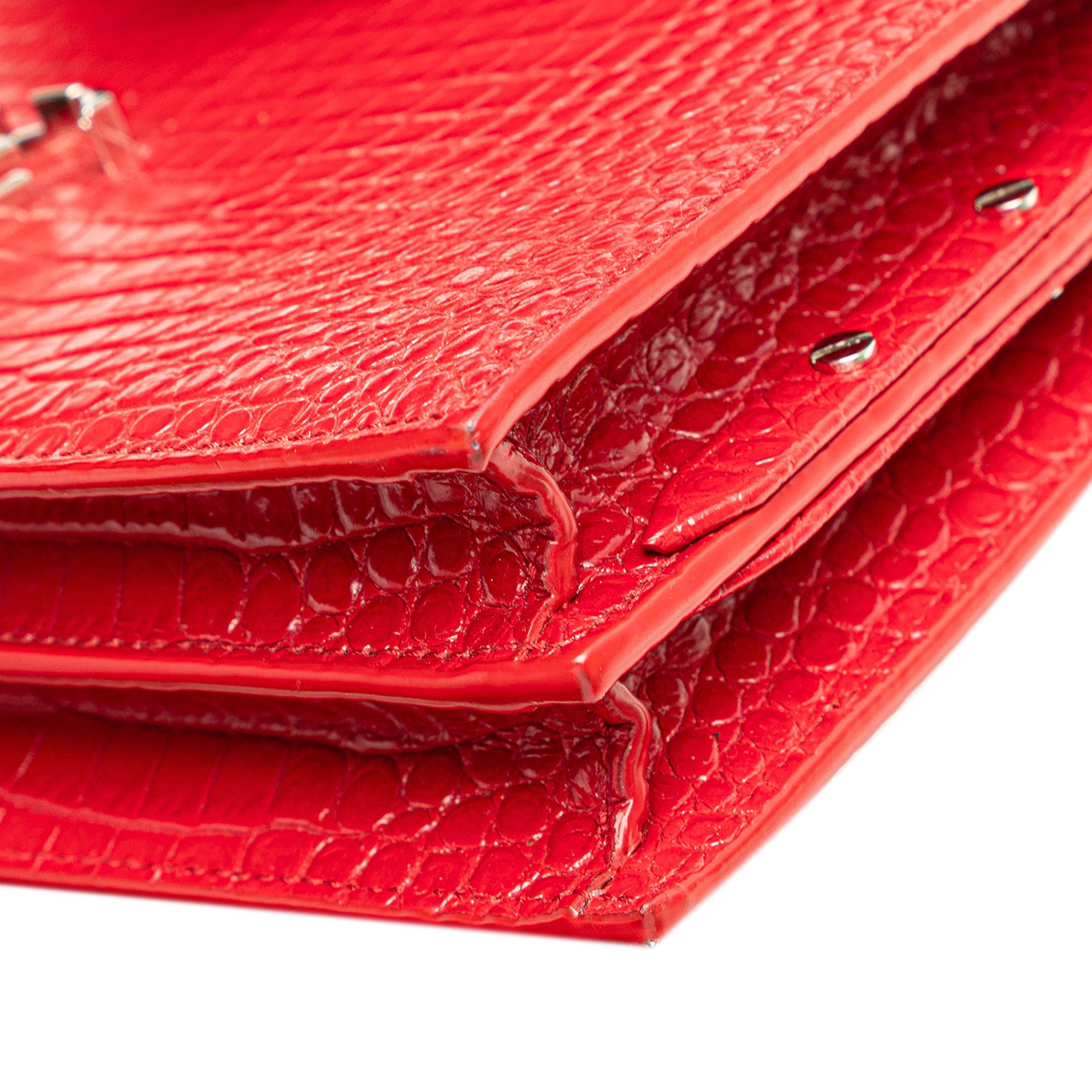 Yves Saint Laurent Yves Saint Laurent Croc Embossed Leather Monogram Cassandra Clasp Bag Size ONE SIZE - 9 Thumbnail