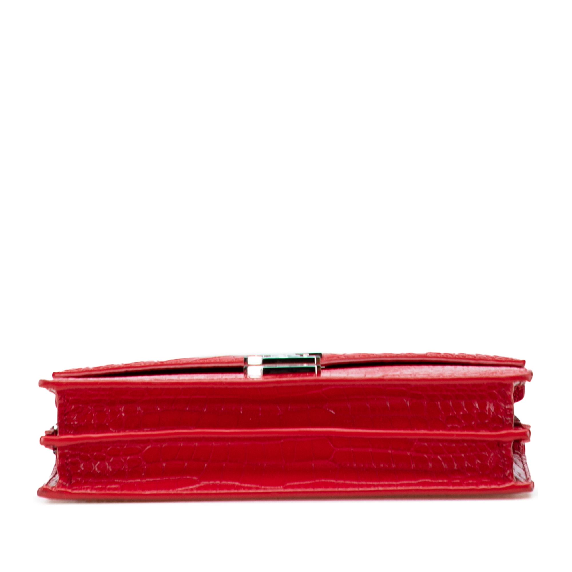Yves Saint Laurent Yves Saint Laurent Croc Embossed Leather Monogram Cassandra Clasp Bag Size ONE SIZE - 3 Thumbnail