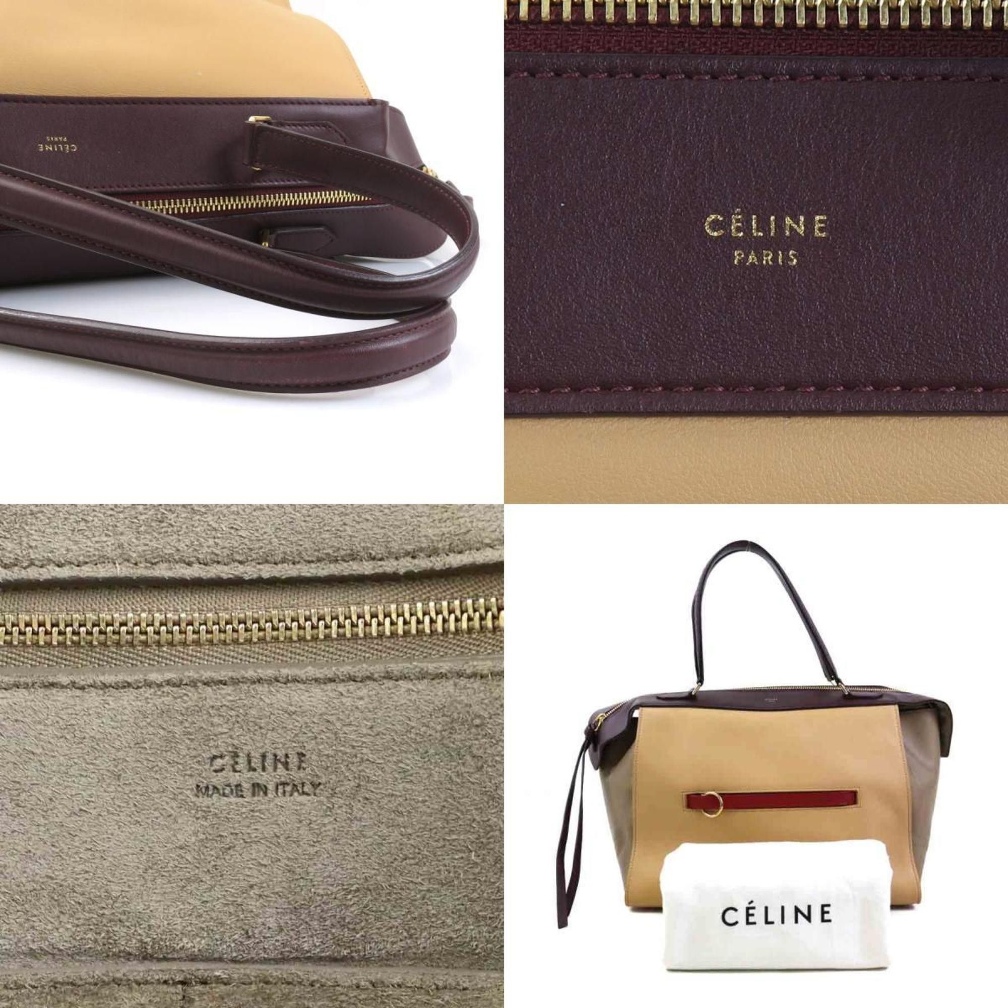 Celine Celine Small Ring Handbag in Beige and Wine Red Leather (H31334G) Size ONE SIZE - 5 Thumbnail