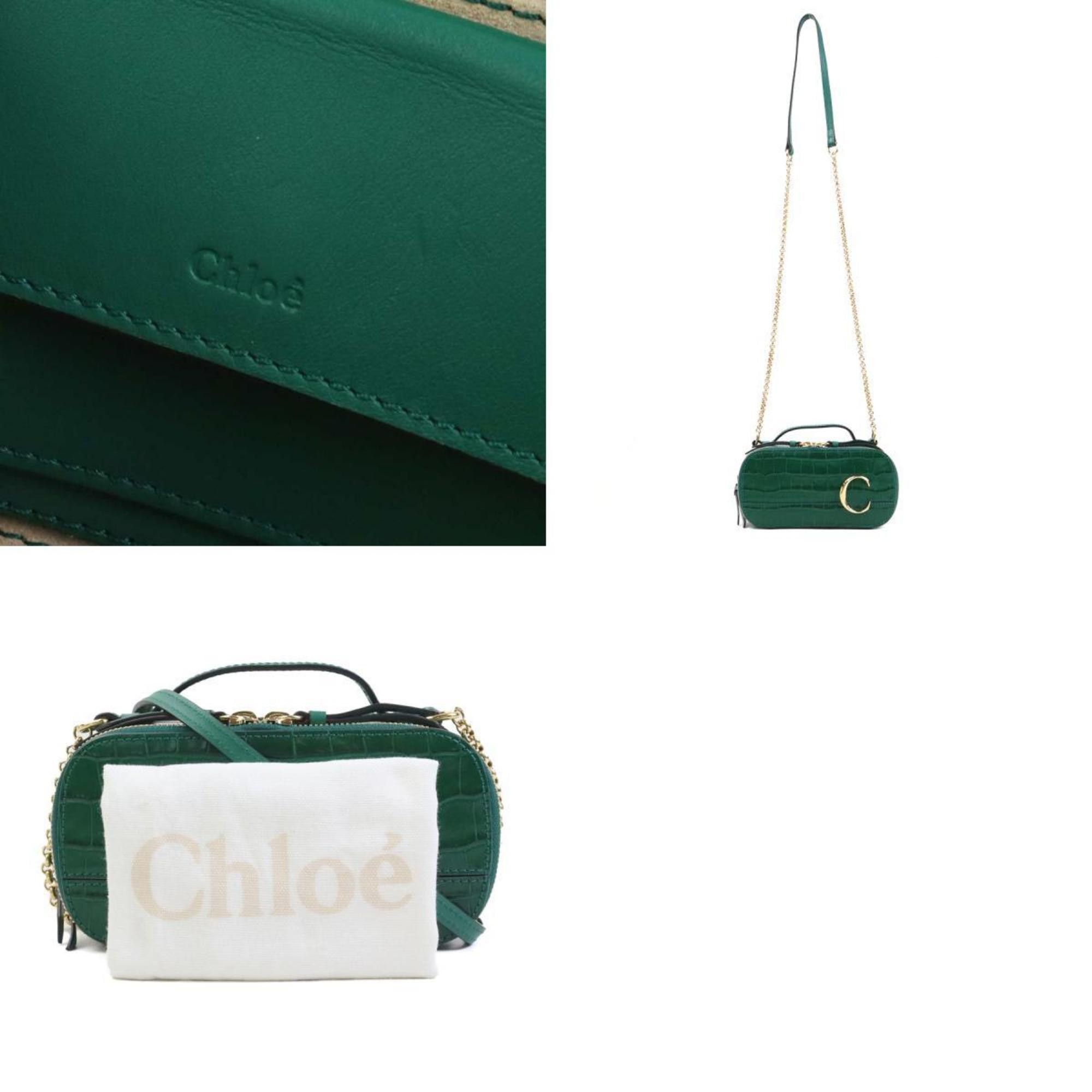 Chloe Chloé Chloe shoulder bag in embossed leather, green, women's, 56227a Size ONE SIZE - 5 Thumbnail