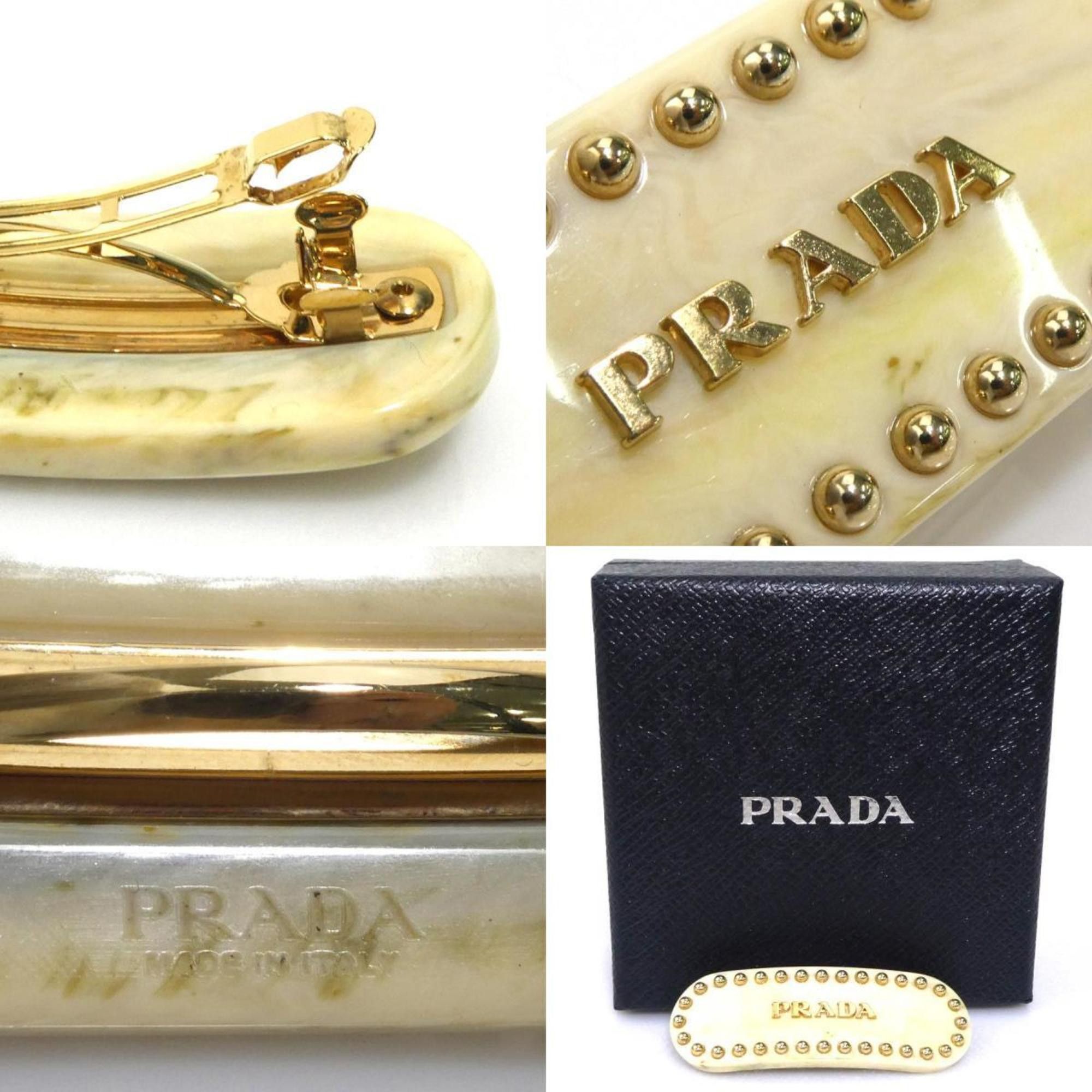 Prada Prada Resin Barrette Hair Accessory, Beige, Women's, H31328g Size ONE SIZE - 5 Thumbnail