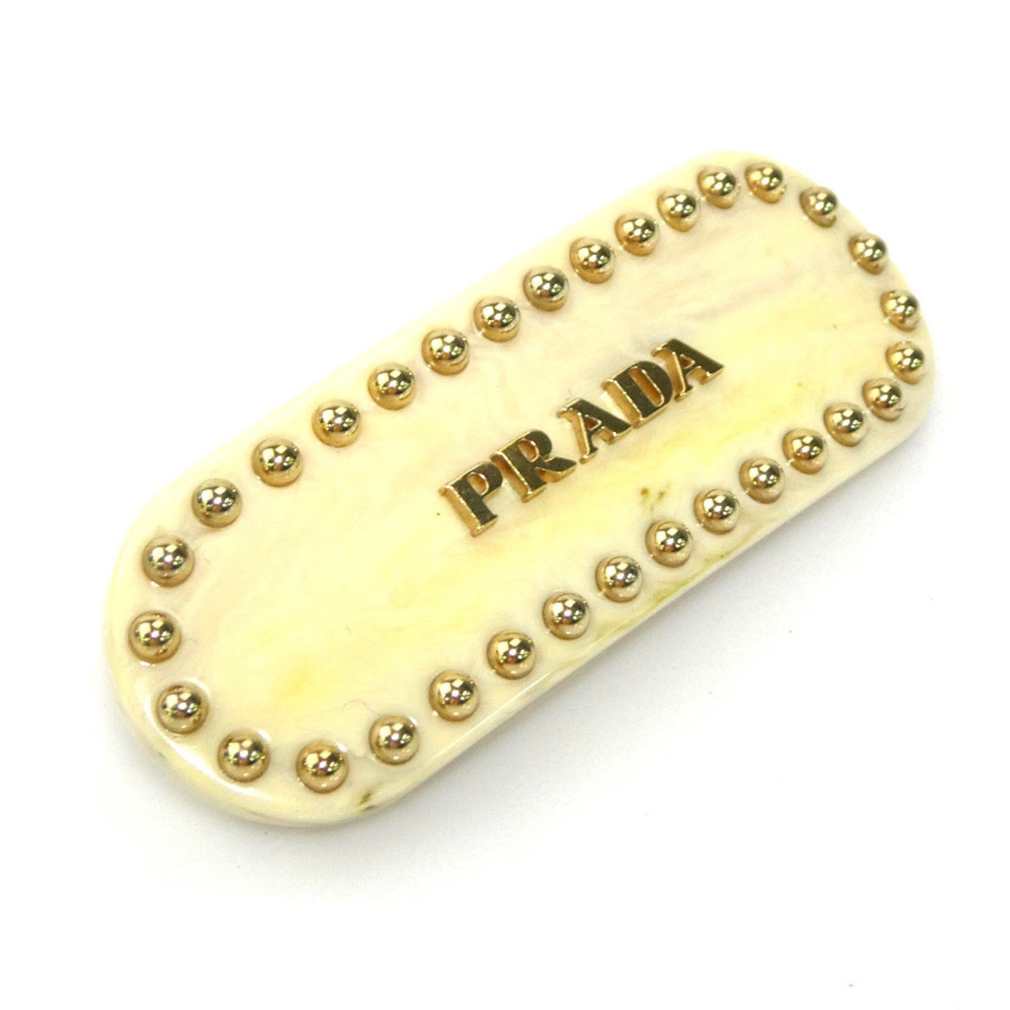 Prada Prada Resin Barrette Hair Accessory, Beige, Women's, H31328g Size ONE SIZE - 2 Thumbnail