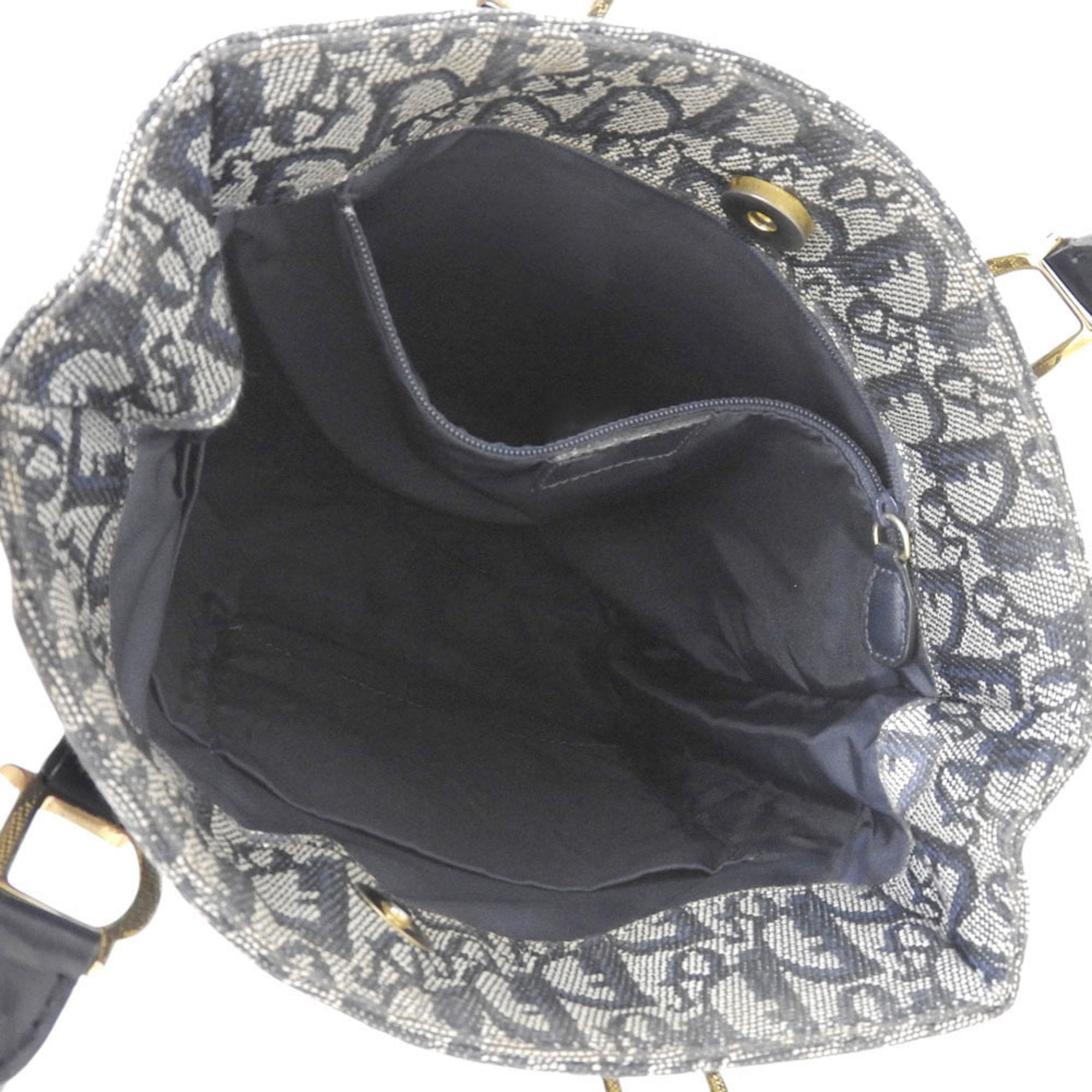 Dior Christian Dior Trotter Pattern Handbag BOBO111 Tote Bag Navy Size ONE SIZE - 3 Thumbnail