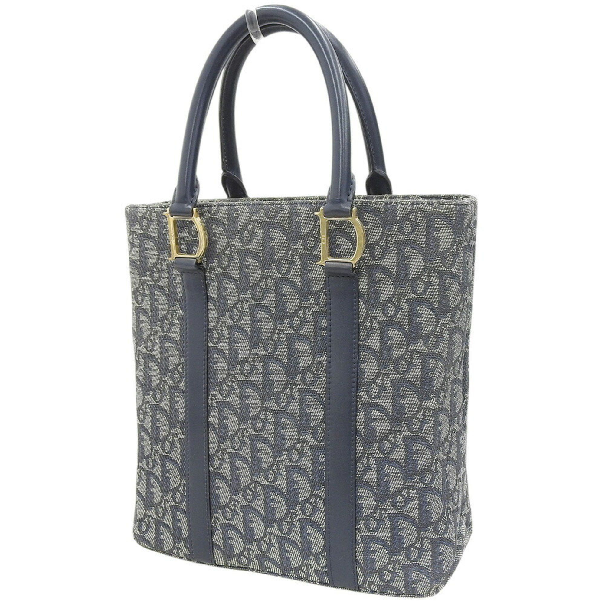 Dior Christian Dior Trotter Pattern Handbag BOBO111 Tote Bag Navy Size ONE SIZE - 2 Thumbnail