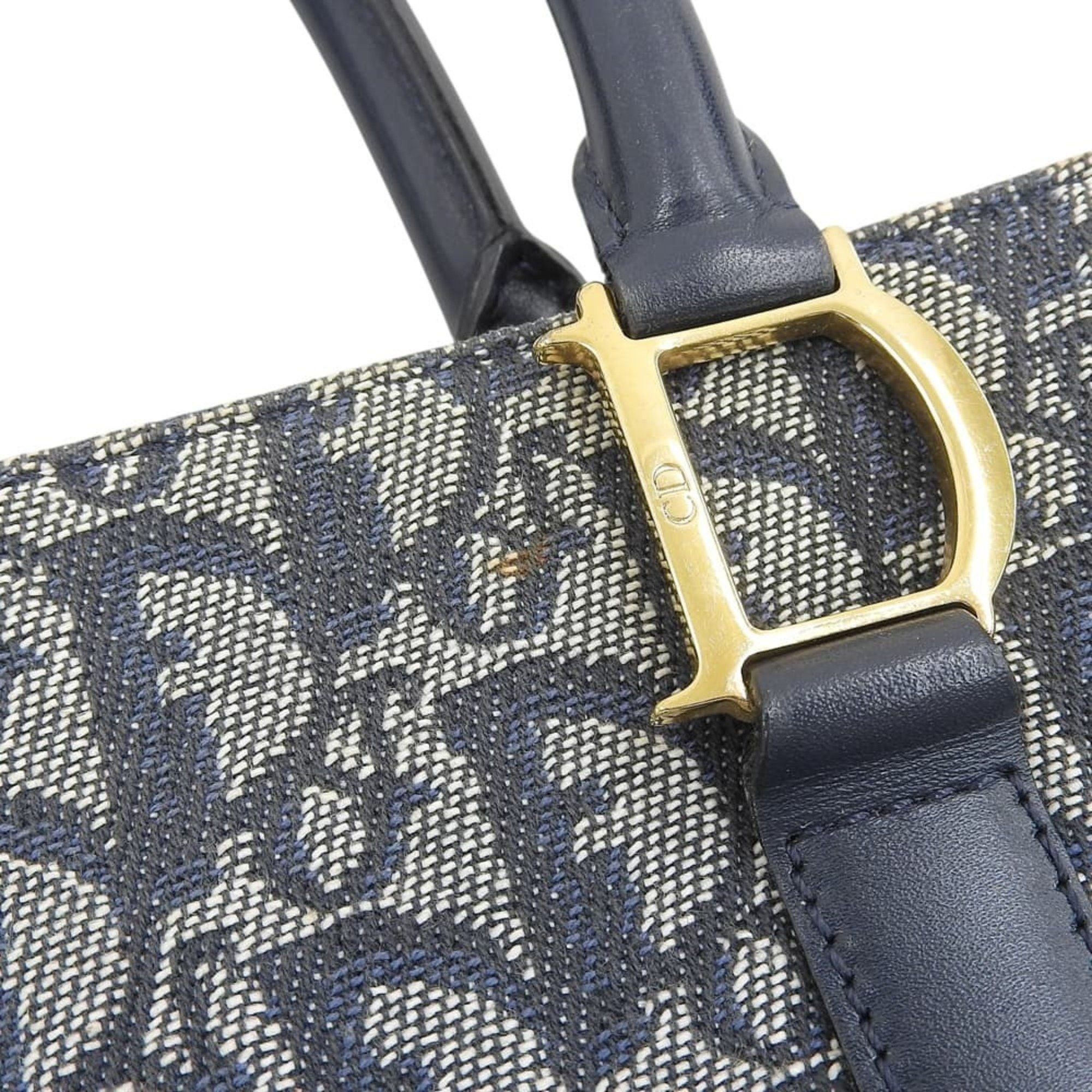 Dior Christian Dior Trotter Pattern Handbag BOBO111 Tote Bag Navy Size ONE SIZE - 5 Thumbnail