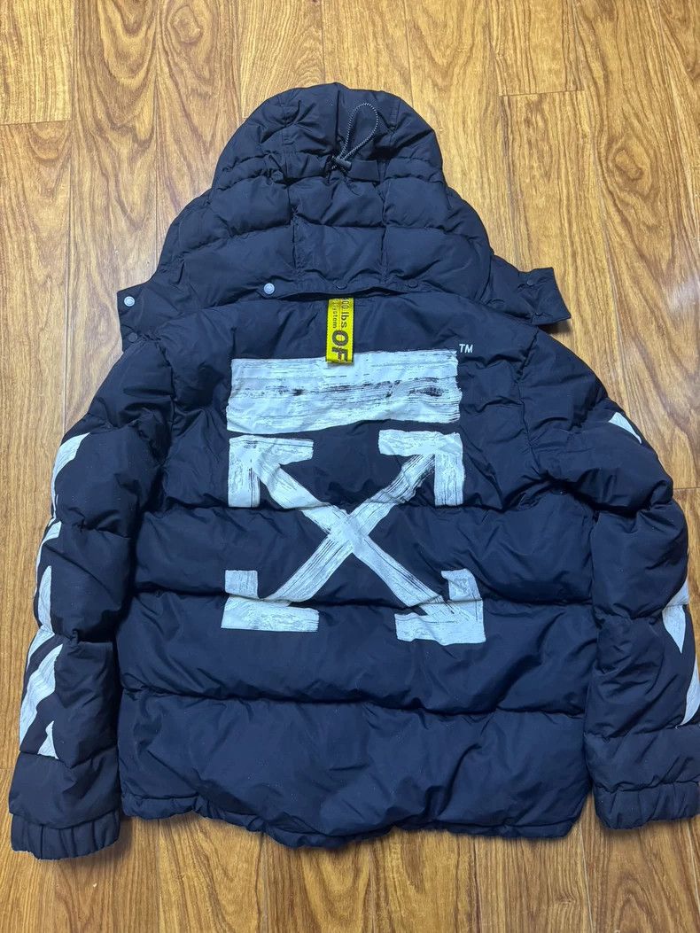 Off-White Off-White Black Puffer Jacket with Stripes Size US L / EU 52-54 / 3 - 2 Thumbnail