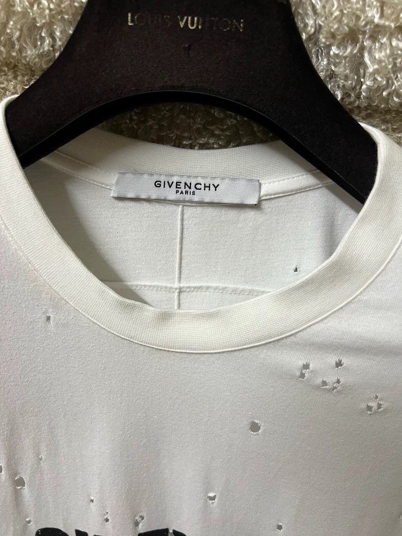 Givenchy Givenchy Paris Distressed White T-Shirt Size US XXS / EU 40 - 4 Thumbnail